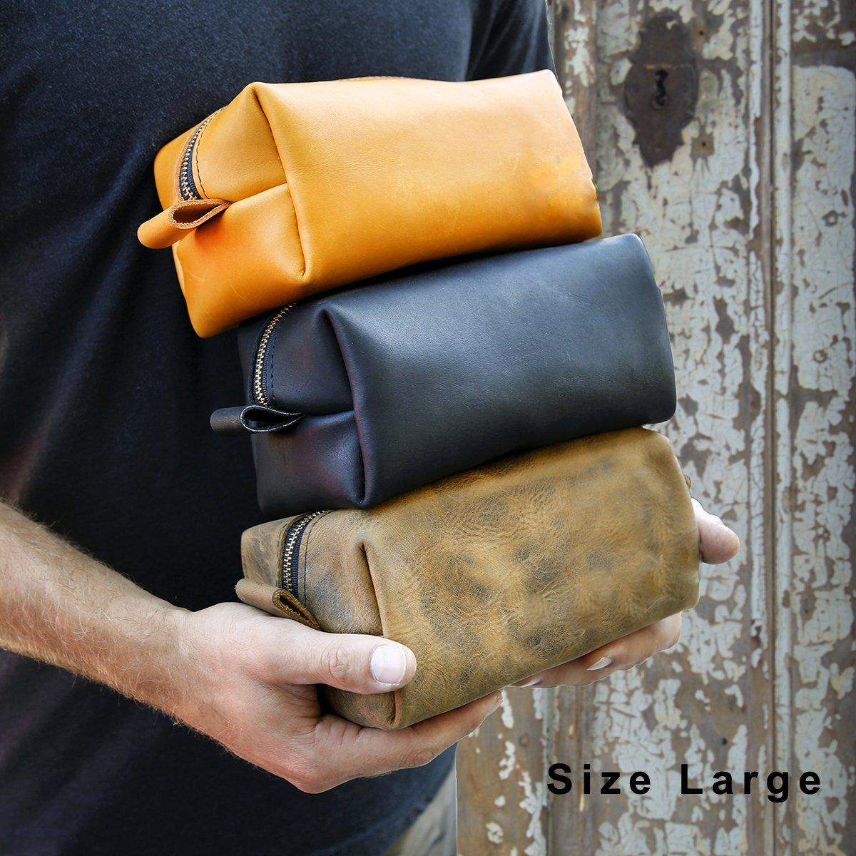 Surf To Summit Surf To Summit Personalized Leather Toiletry Bag, Dopp Kit, Leather Shaving Kit, Groomsmen, Father\'s Day Gift, Travel Shaving Bag (Large -NO Personalization, Tan)