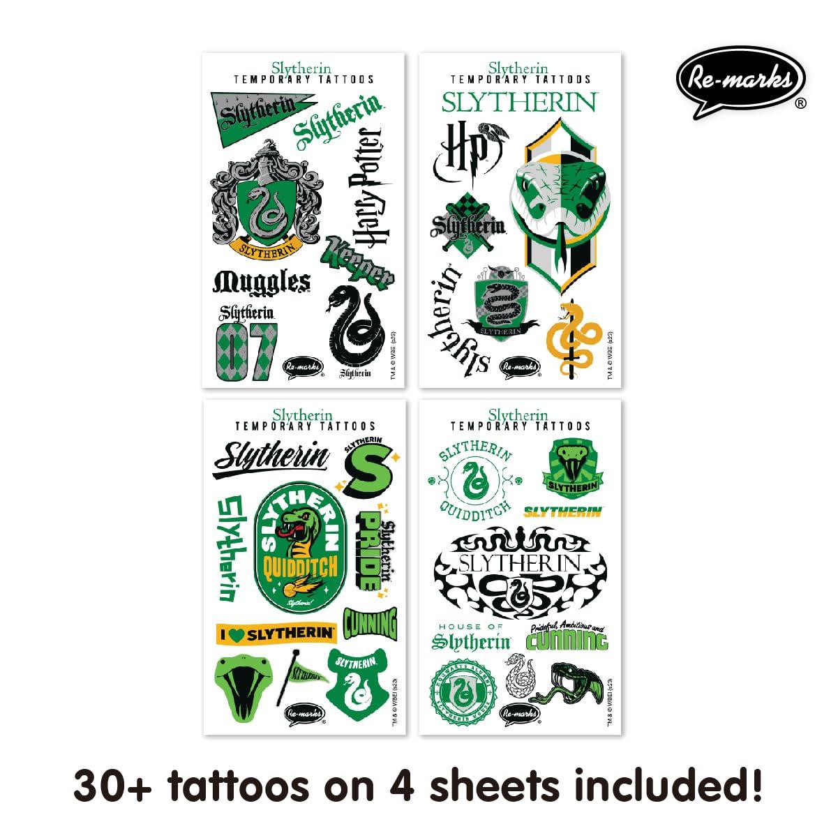 Re-Marks Re-marks Harry Potter Temporary Tattoos + Jumbo Stickers (Slytherin) for All Ages