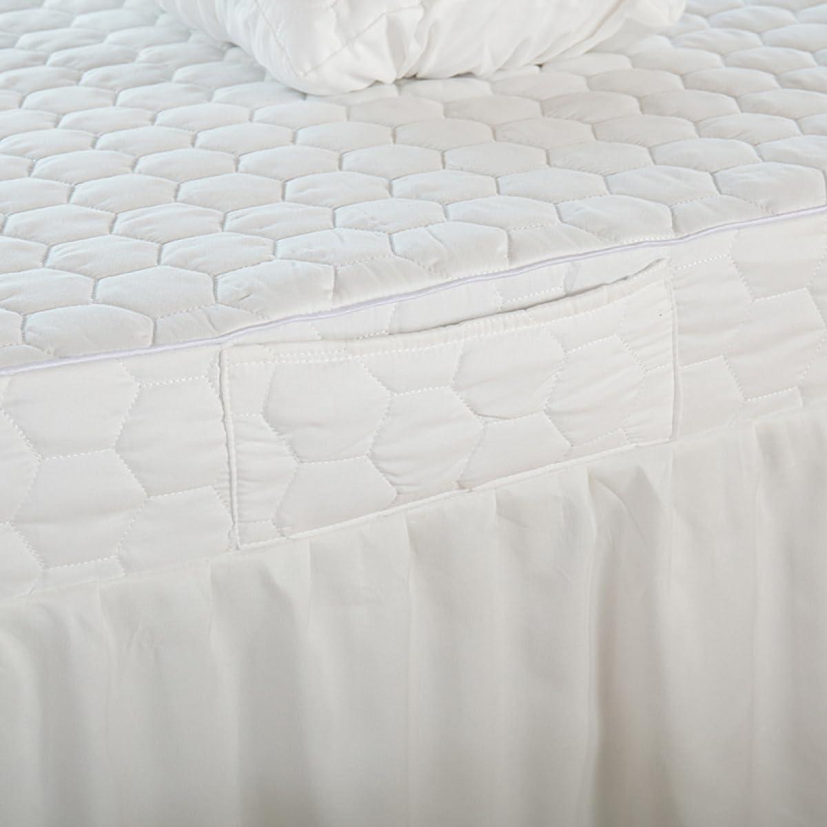 GSGC Massage Table Sheet Sets Beauty Salon Bedding Cover Set 5PCS(Quilt Core+Duvet Cover+bedspread+pillowcase +stool Cover) Solid Colour Clip Cotton Bed Skirt Thick Fumigation Massage Spa Bed Linens Sheets