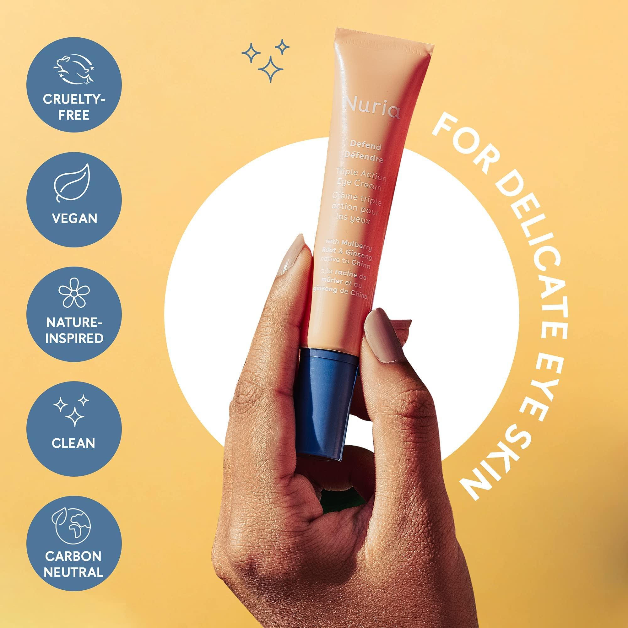 Nuria Nuria - Defend Triple Action Eye Cream for Dark Circles, Puffiness and Fine Lines, Nourishing Under Eye Cream with Ginseng and Mulberry Root, 15mL/0.5 fl oz