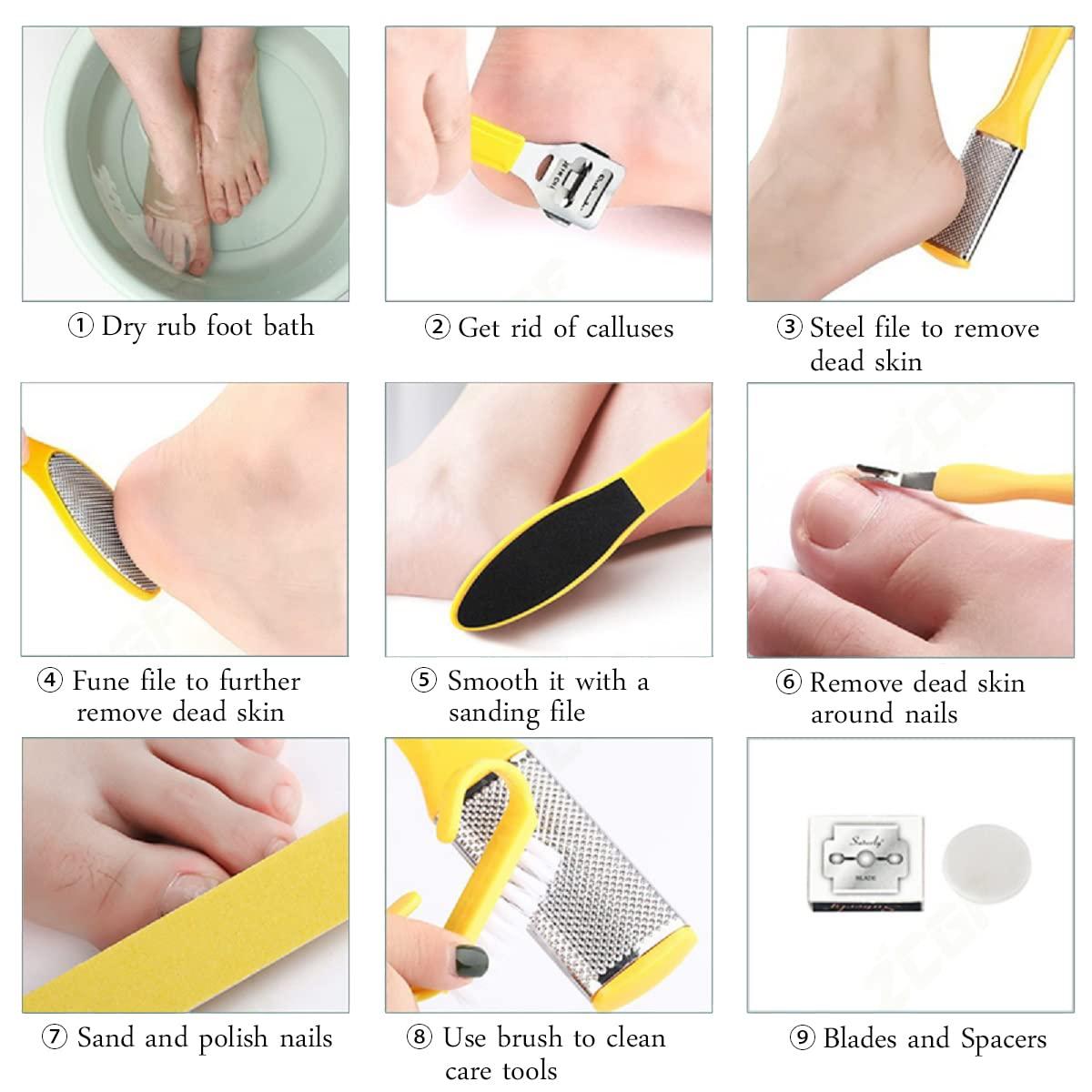 TARANDUS Professional Pedicure Foot Spa Set,10 in 1 Pedicure Set for Feet,Stainless Steel Foot Care Kit, Foot Rasp Dead Skin Remover Foot Pedicure Kit,Foot File Kit Foot Callus Remover (Black)