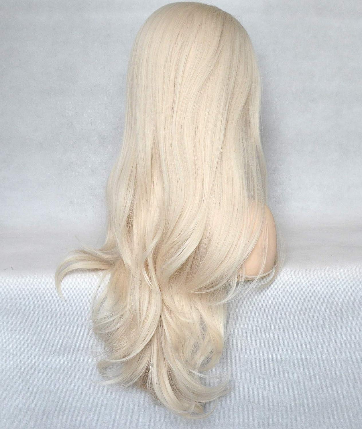 xiweiya xiweiya Long Platinum Blonde Wig Long Body Wave White Blonde Synthetic Loose Wave Heat Resistant Fiber Wigs for Women 26inch
