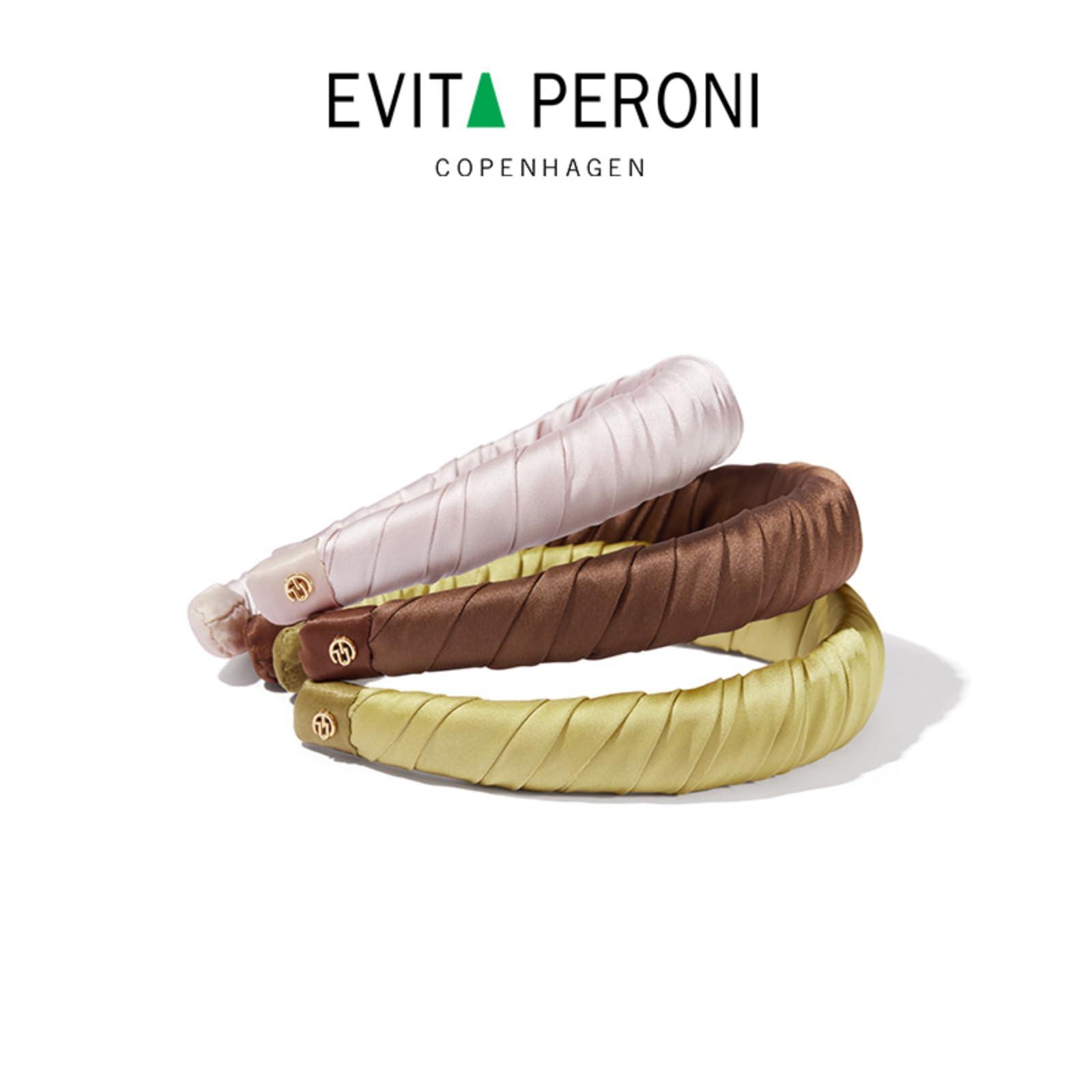 EVITA PERONI EVITA PERONI Black Mulberry Silk Fabric Wide Hard Hair Wrap Band Headband Accessories for Women-Mustard Green