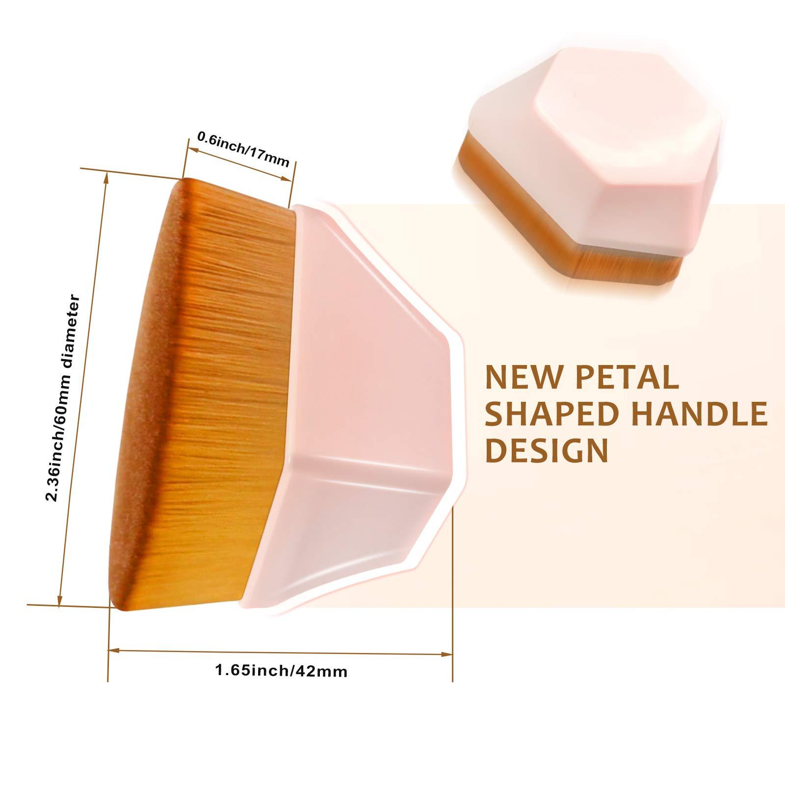 ??? Foundation Makeup Brush, Blush Brushes, Blending Liquid for Flawless Powder Cosmetics with Portable Case (Pink