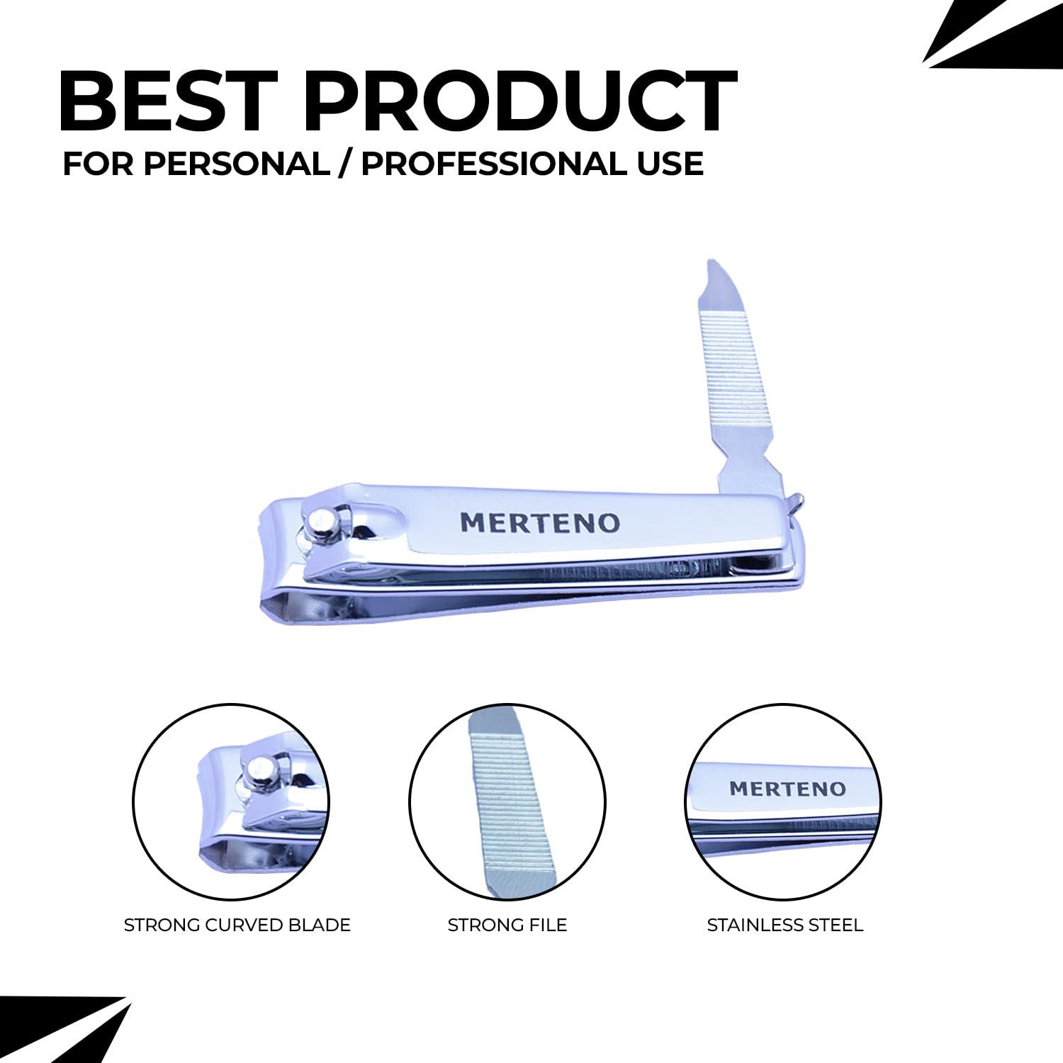 MERTENO Professional Nail Clippers Set 3 Pack Premium Sharp Stainless Steel Fingernail & Toenail Clippers with Sturdy Travel Tin Case, Professional Manicure Kit Fingernail Tools for Nail Care (Silver)