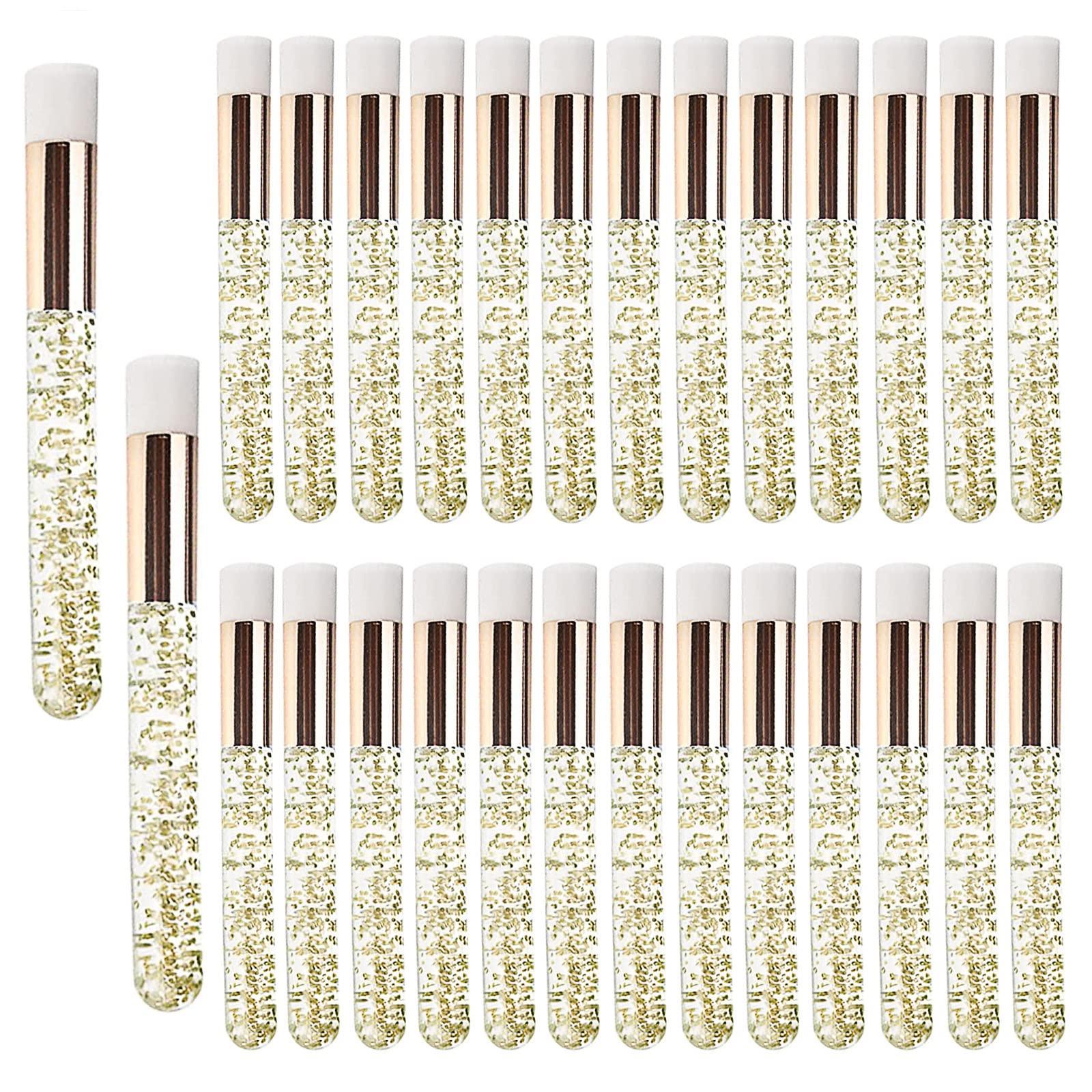 YESEEM YESEEM 30pcs Crystal Lash Shampoo Brushes, Gold Glitter Cleaning Brush Eyelash Extensions, Nose Pore Deep Cleaning Brush, Lash Brushes fo