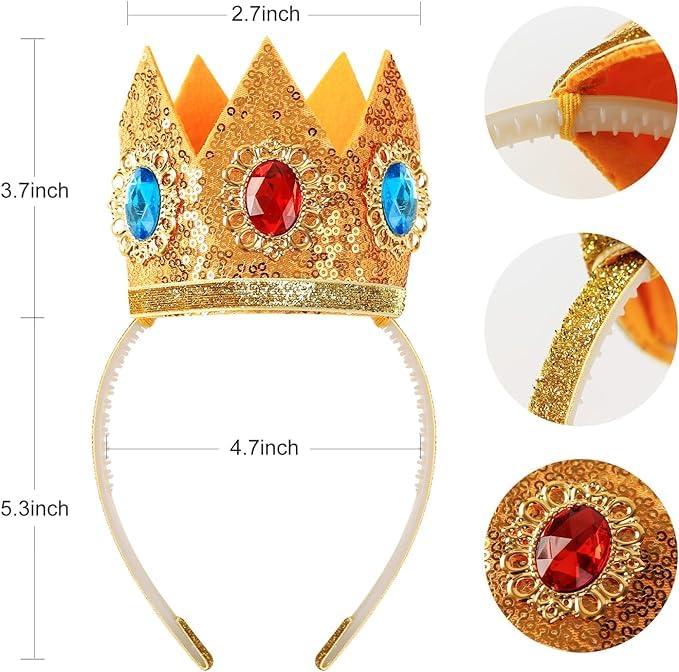 hashiny hashiny 1Pcs Princess Peach Crown Headband and Necklace Set for Cosplay Party Halloween (BB)