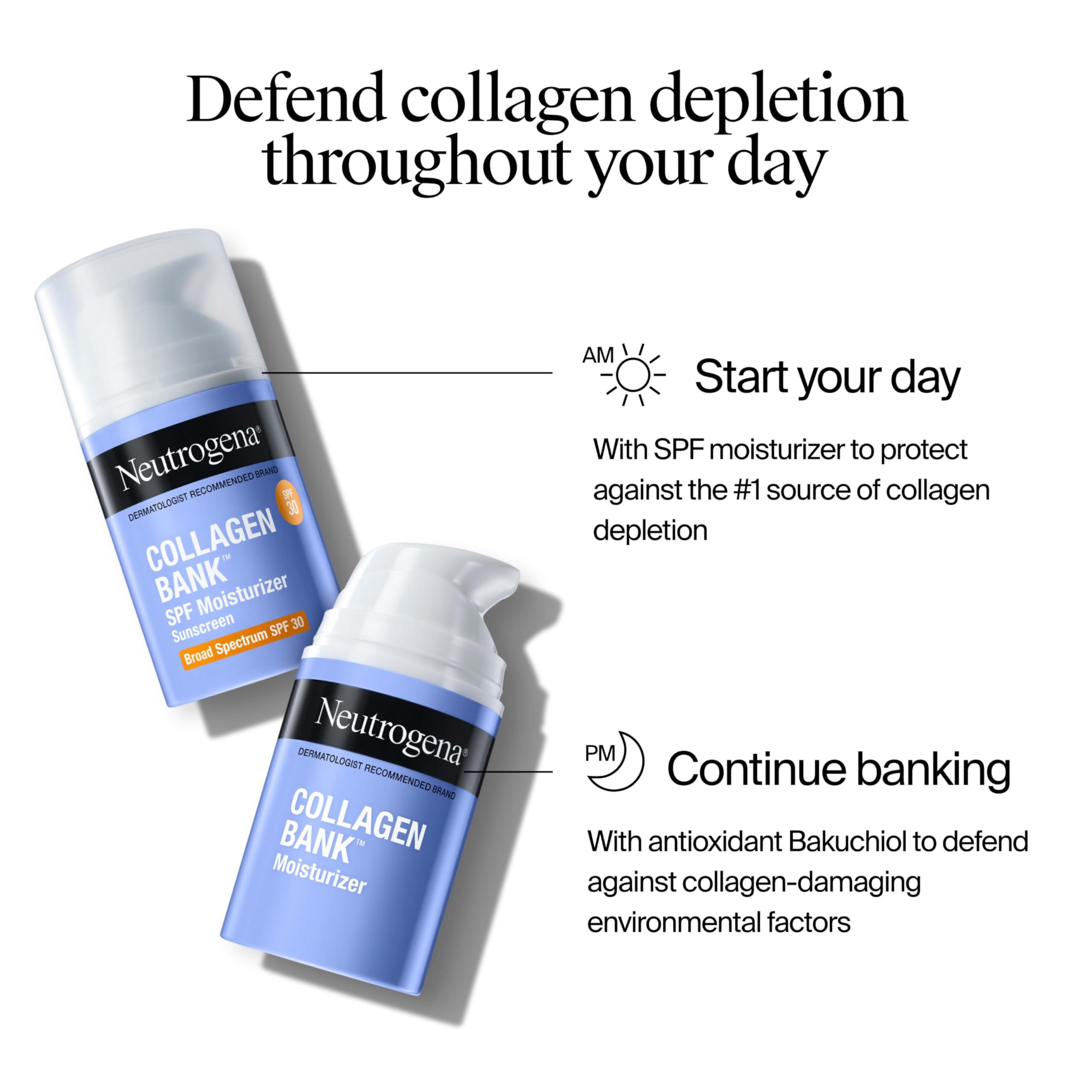 Neutrogena Neutrogena Collagen Bank Face Moisturizer with SPF 30 Sunscreen, Daily Anti-Aging Face & Neck Collagen Cream with Micro-Peptides and SPF, 2 fl. Oz & Trial Size Hydro Boost Facial Cleanser, 0.5oz
