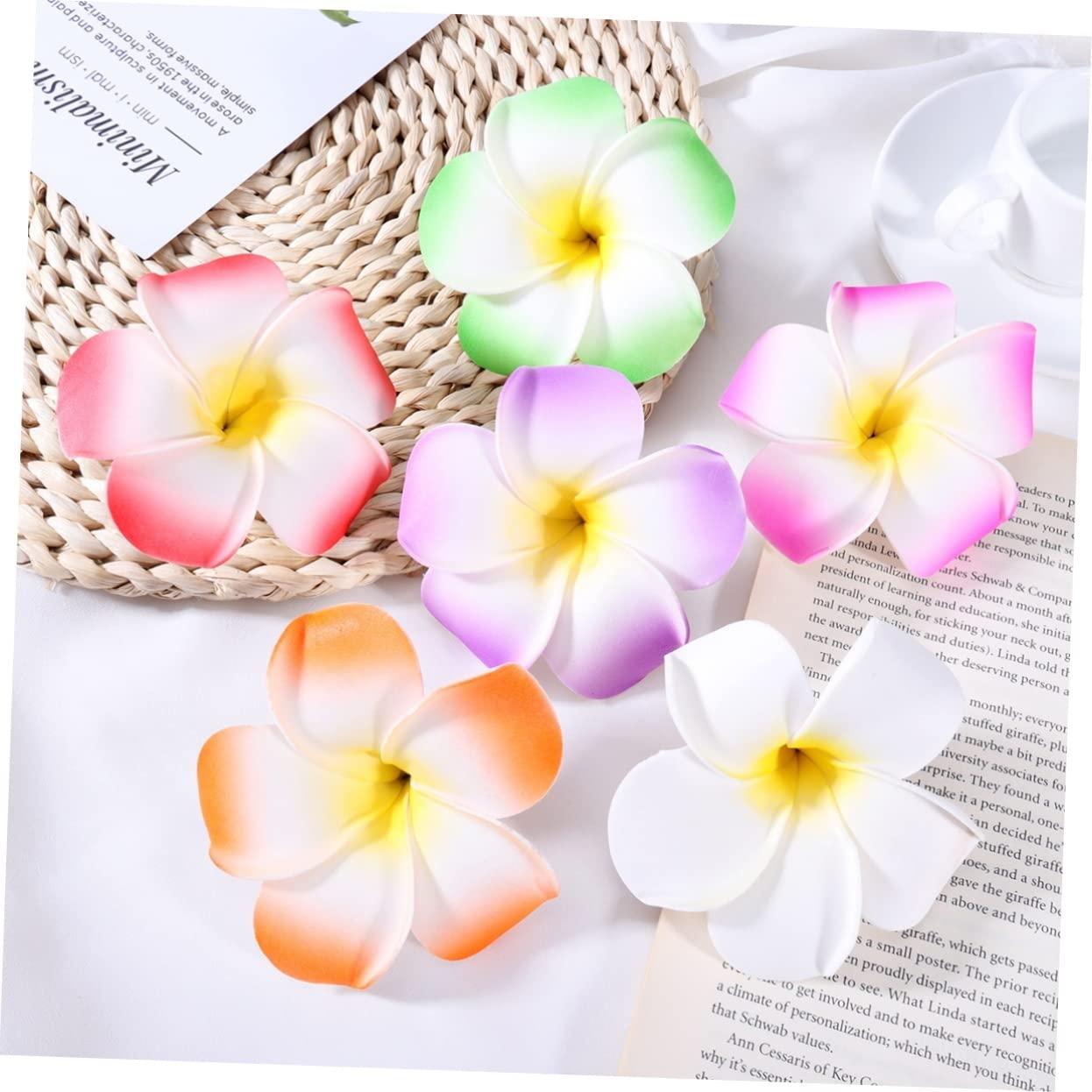 Gogogmee Gogogmee 20pcs 9cm Hawaiian Plumeria Flower Hairpins Hair Clip Bridal Barrette for Tropical Beach Wedding Event Decorations