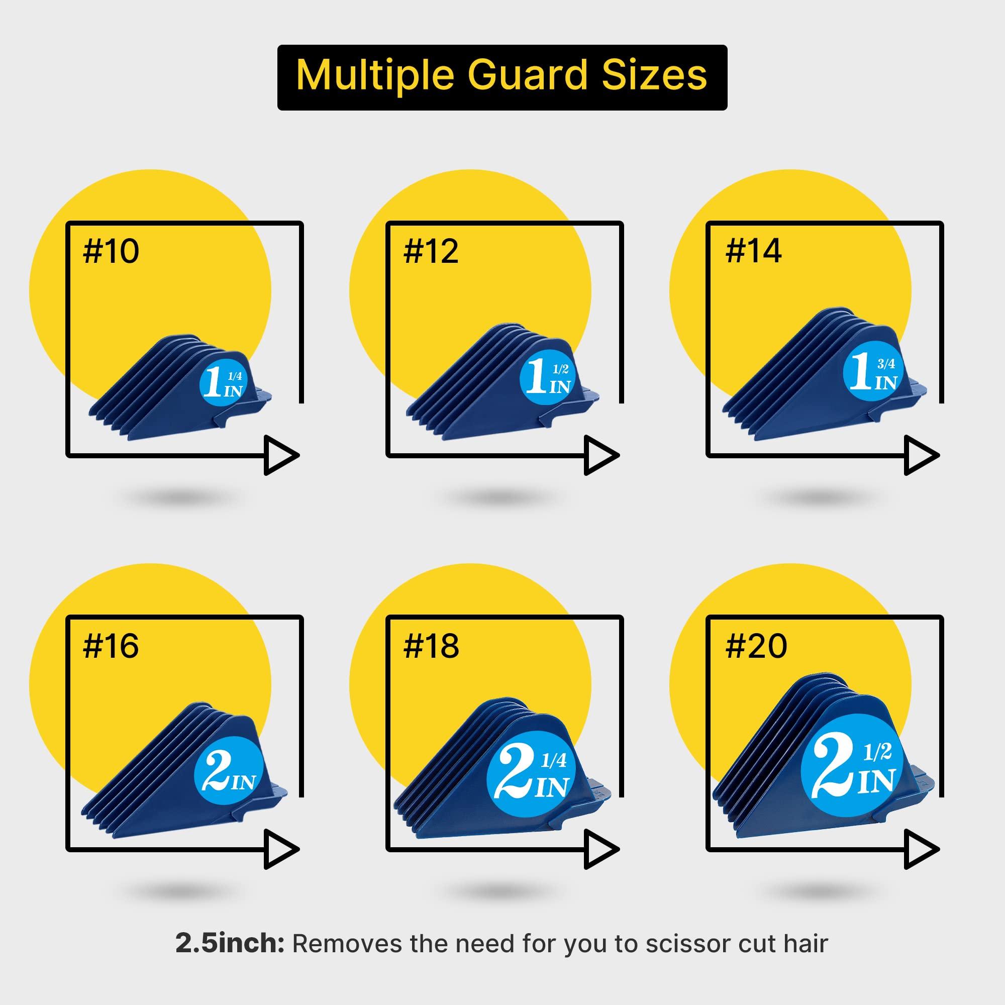 CR8GR8 Clipper Guards for Wahl 10 12 14 16 18 20 Hair Clipper Guards 6pcs Extra Long Clipper Guard Attachments 2.5 Inch Clipper Guides Multiple Sizes Universal 2.5", 2.25", 2", 1.75", 1.5", 1.25" (Blue)