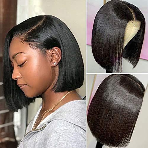 oulaer HD Invisible Lace Front Wig Short Bob Wigs 13x4 Transparent Lace Human Hair Wigs Pre Plucked With Baby Hair Straight Bob Wigs Brazilian Virgin Hair For Black Women(150% Density,14Inch)