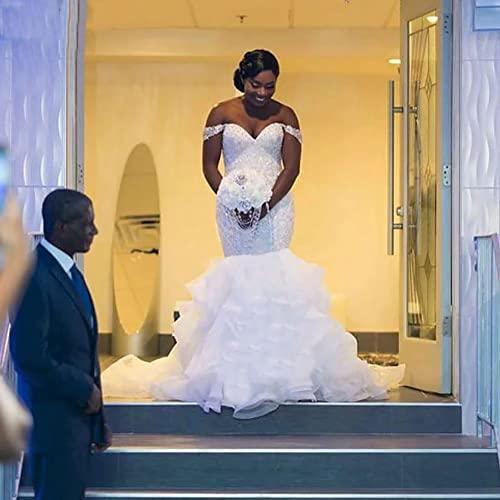 Chady Chady Strapless Bridal Gowns Long for Women 2023 Plus Size Lace Applique Long Train Luxury Sweetheart Wedding Dresses for Bride White 20w