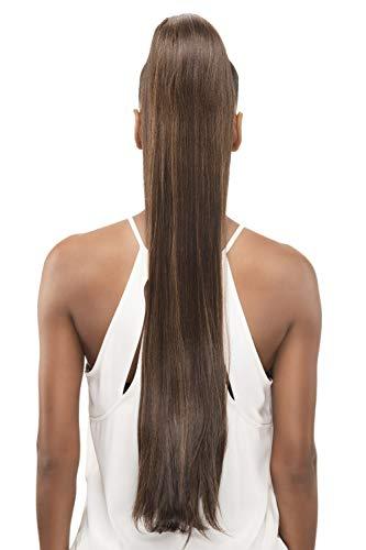 Vivica PB-181v Ponytail Color FS4/30 - Vivica Fox Wigs 31" Long Layered Straight Pocket Bun Feathered Tips Heat Friendly Synthetic Extension Drawstring Combs Bundle MaxWigs Hairloss Booklet