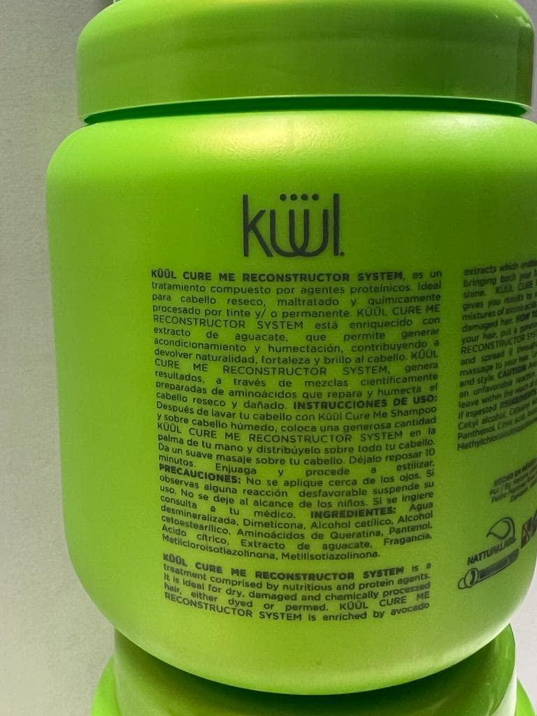 Generic 2 PACK KUUL RECONSTRUCTOR SYSTEM CURE ME TREATMENT HAIR 35.2 OZ EACH AVOCADO with moroccan soap