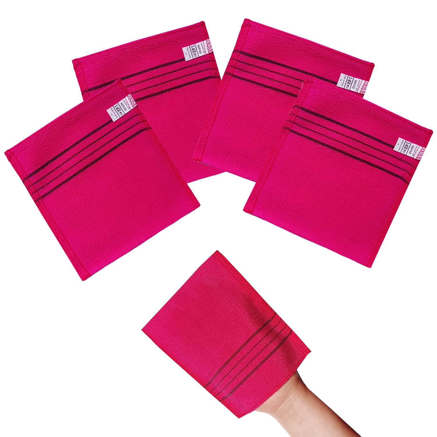 NOPIGO NOPIGO Korean Asian Exfoliating Bath Washcloth Mitt for Remove Dead Skin.Exfoliating Body Scrubber.Exfoliating Gloves for Body Scrub (Red 4)