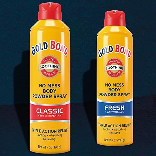 Gold Bond Gold Bond No Mess Spray Powder, Fresh Scent with Aloe, 7 Ounce, Pack of 2