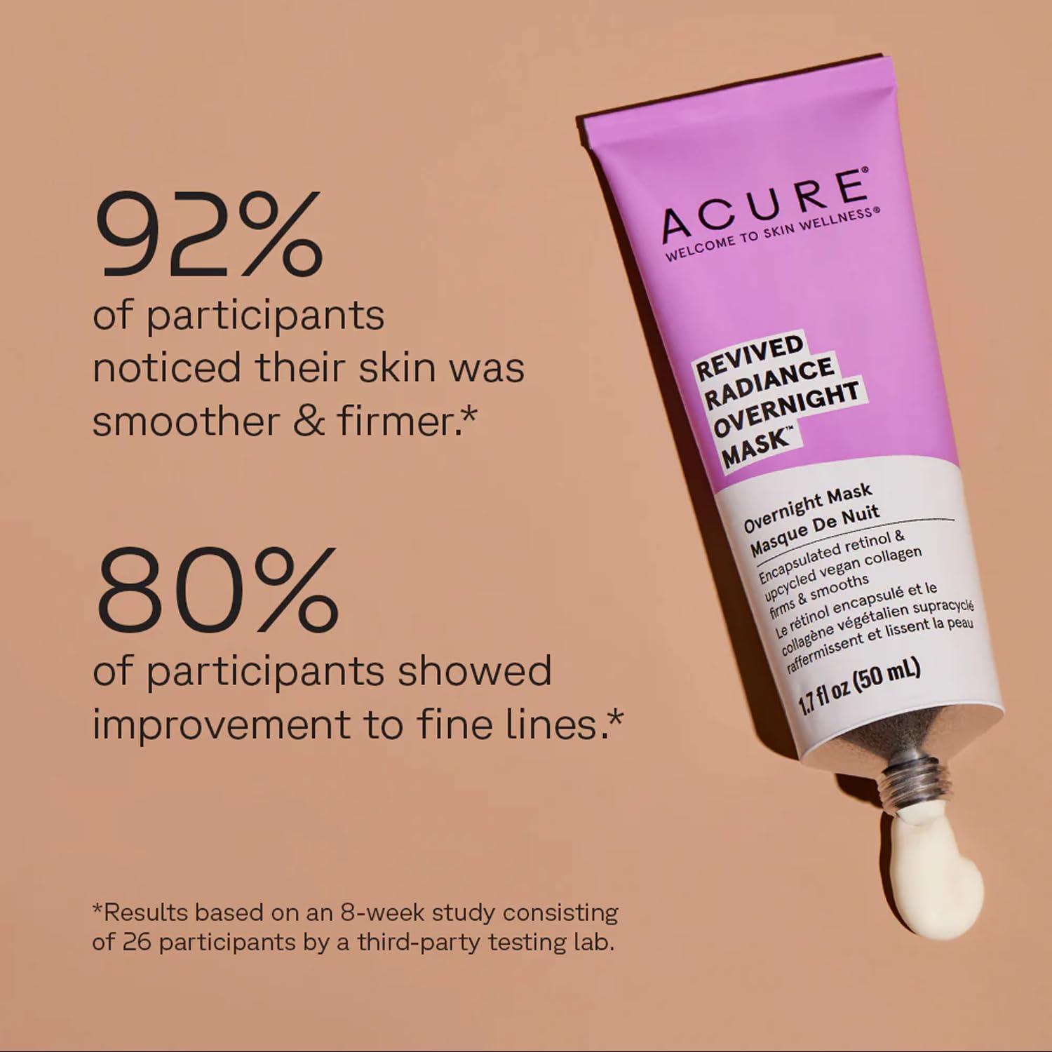 Acure Acure Revived Radiance Overnight Mask, for Fine Lines, Wrinkles & to Restore Overall Radiance to Tired Lackluster Skin, 1.7 Fl Oz