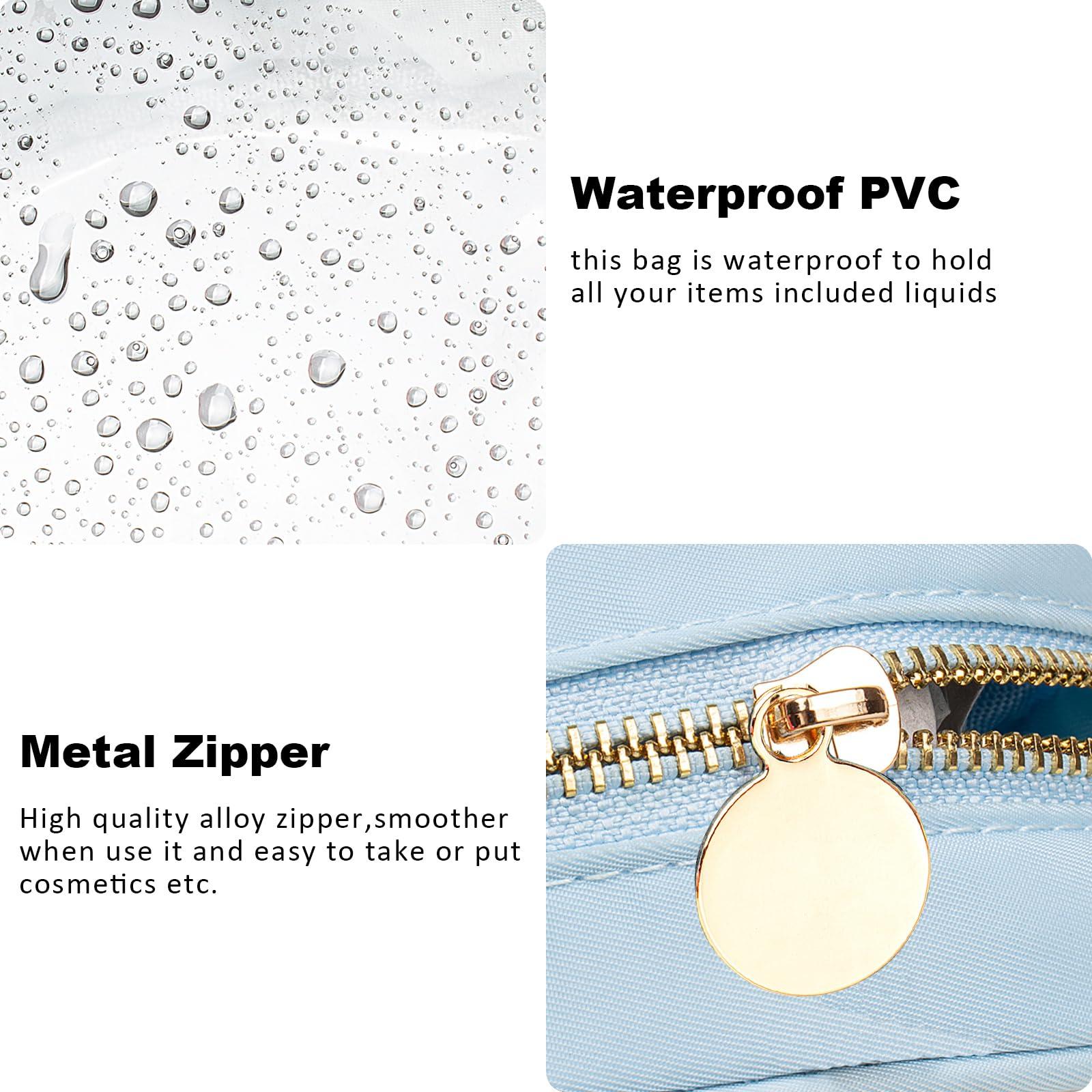 FFpaw FFaw Small Clear Makeup Bag, Nylon Mini Cosmetic Bag Small Makeup Bag for Purse TSA Approved Travel Toiletry Bags with Zipper Cute Makeup Bag Organizer Car Organizer Bag for Women Girls (Blue Mini)