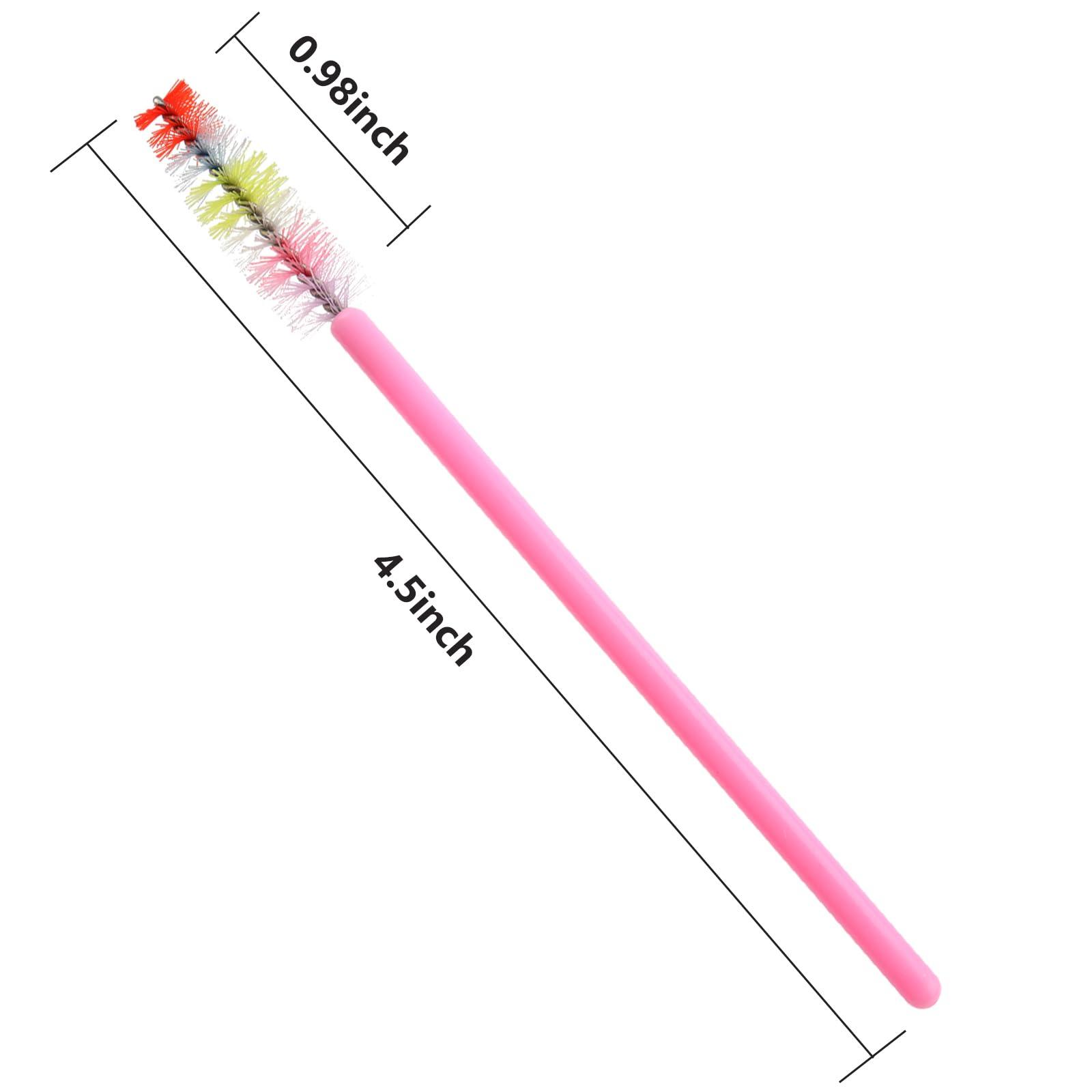 myaokue-up 100Pcs Disposable Mascara Wands Spoolie Brush Crystal Eyebrow Brushes Mascara Brush Eyelash Extension Applicator Makeup Kits(Pink)