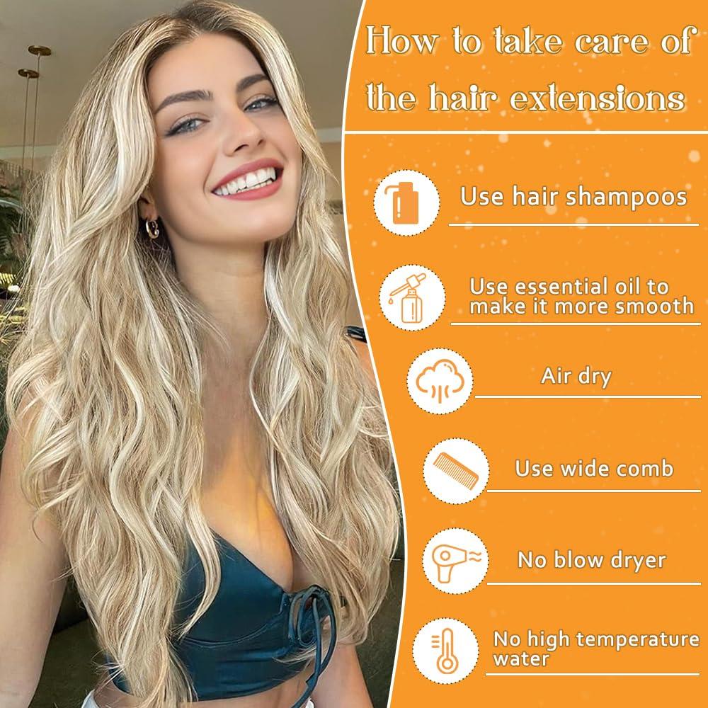 YDDM 20pcs 24 Inch Tape in Hair Extensions Human Hair, Remy Human Hair Extensions Tape in Straight Tape Hair Extensions Skin Tape in Hair Extensions Ash Blonde Highlighted Bleach Blonde(P18/613#, 24 Inch)