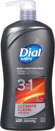 Dial Dial Men 3in1 Body, Hair and Face Wash, Ultimate Clean, 32 Fl Oz (Pack of 2)