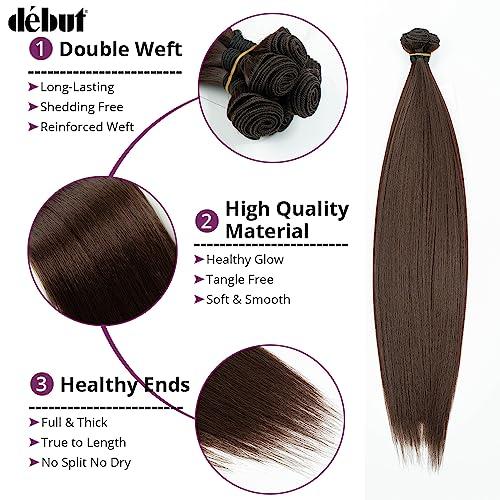 DBUT DBUT Long Straight Hair 6 Bundles High Temperature Fiber 300g for Full Head Synthetic Hair Weave Medium Brown 26 28 30 Inches