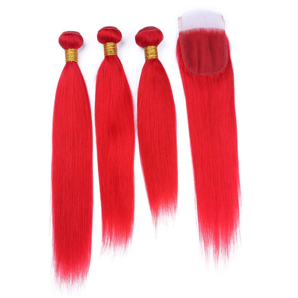 Generic Cloud Hair Free Middle Three Part Closure With Virgin Human Hair 3Bundles Extensions 4Pcs 4x4 Lace Closure and Straight Hair Wefts 340G/Lot (18 20 22+16 inch closure)