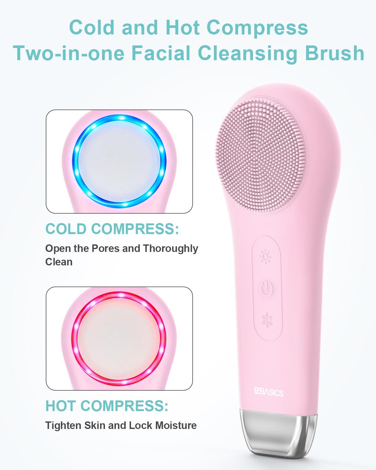 EZBASICS EZBASICS Facial Steamer Blue Bundle with Facial Cleansing Brush Pink