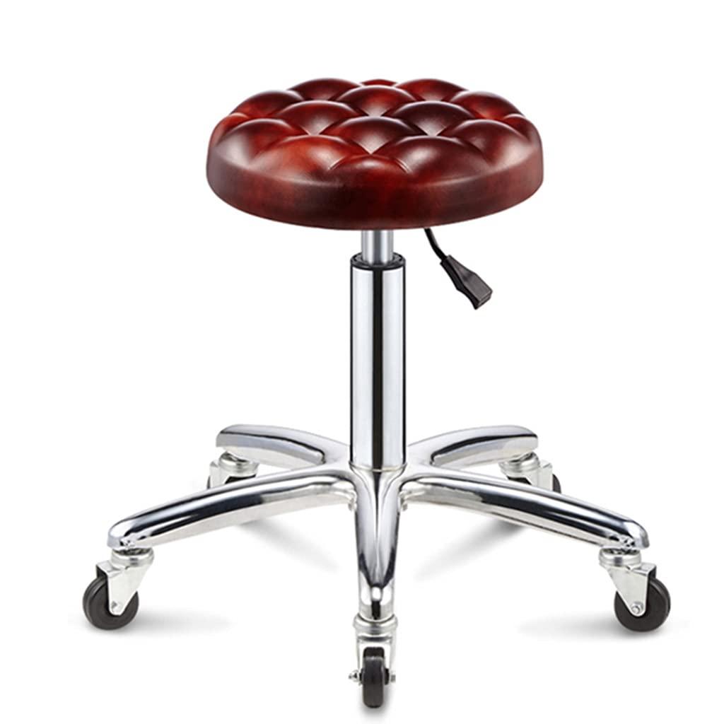 Dntum Ergonomic Rolling Shop Stool with Wheels, Swivel Salon Stool Chair Adjustable Drafting Stool,Work Bench Stool, Massage Spa Tattoo Photography Stool with PU Leather