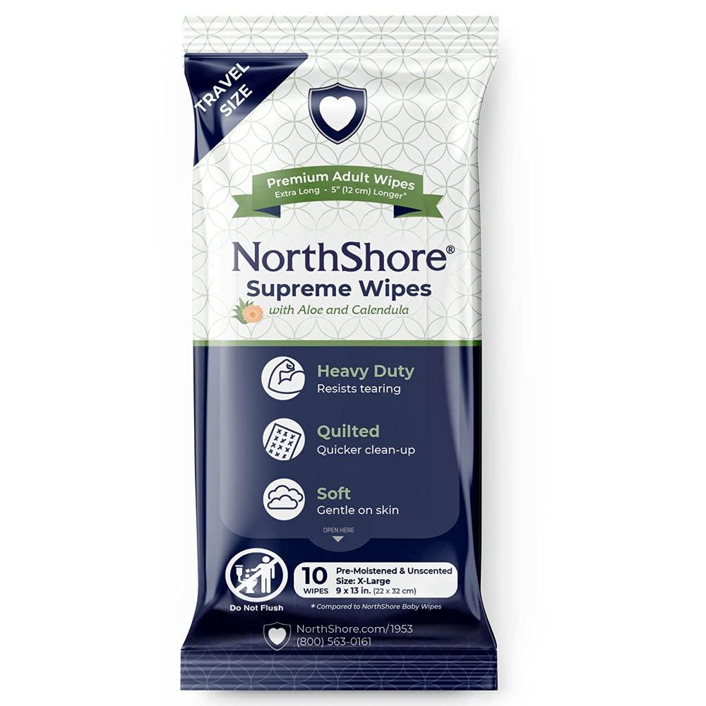 NorthShore NorthShore Supreme Heavy-Duty Quilted Wipes, X-Large, Travel Packs, Case/120 (12/10s)
