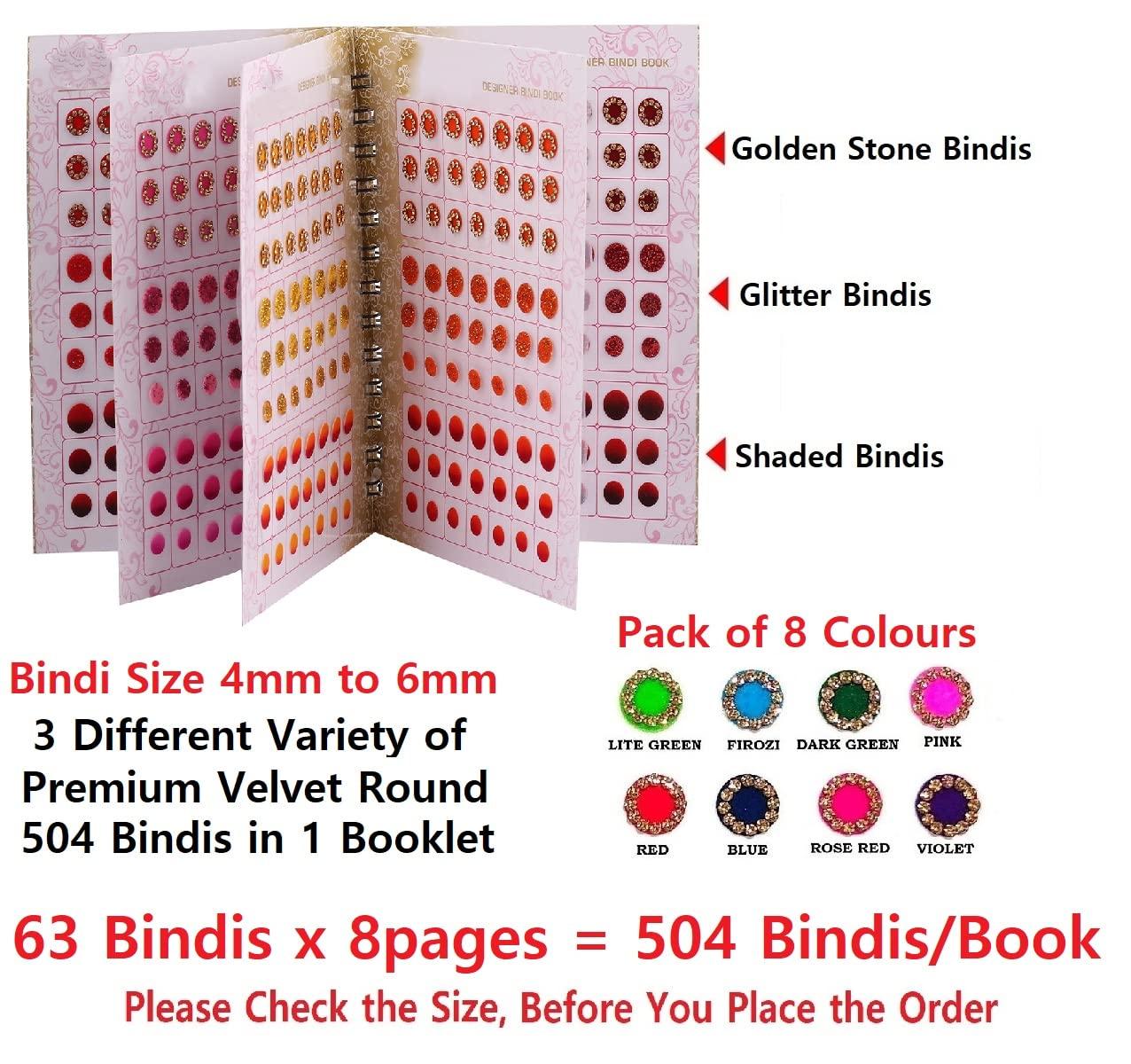 VAMA VAMA Multicolour Glitter Sparkle Shaded Stone Small Bindi Book For Women (504 Fancy Bindi Book)