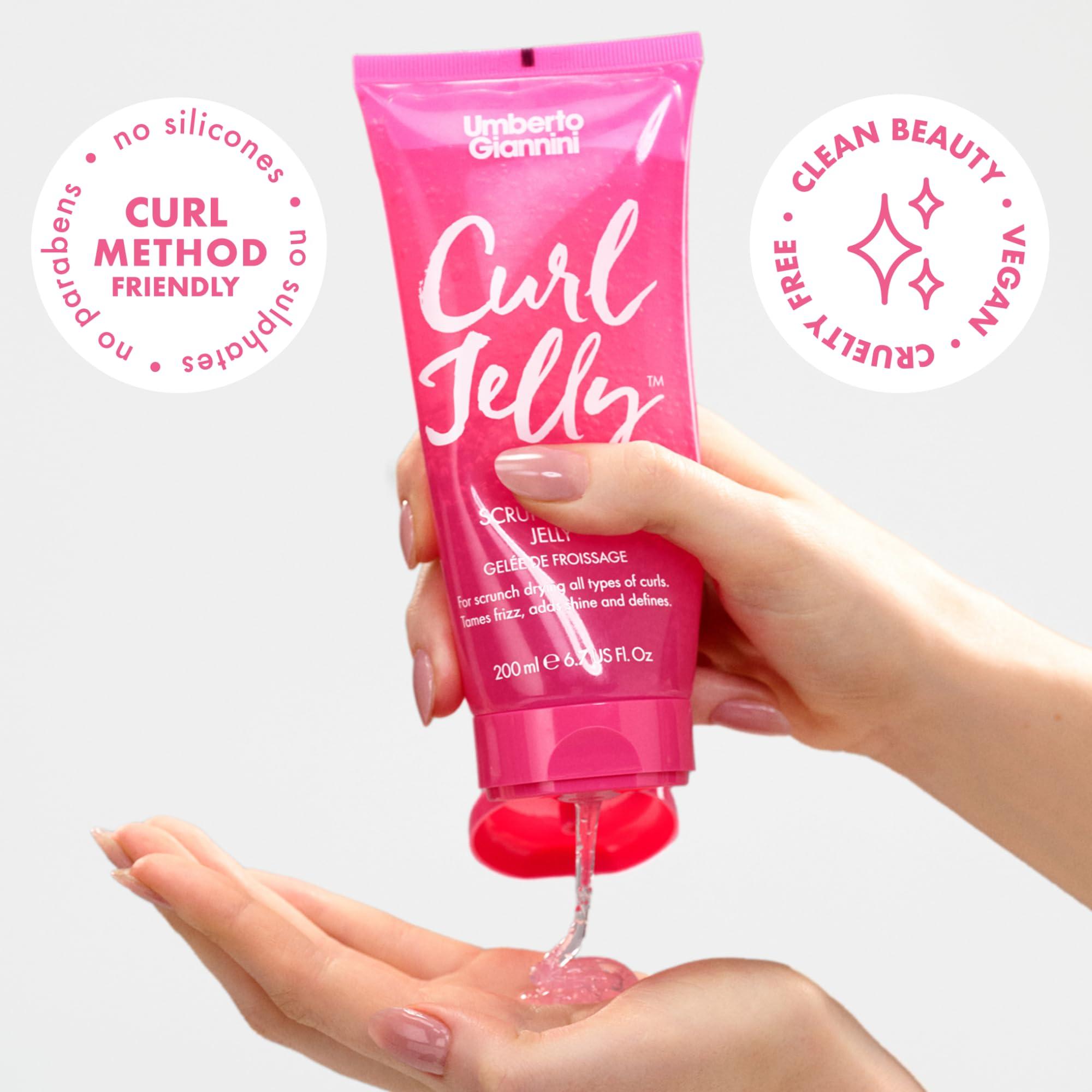 Umberto Giannini Umberto Giannini Curl Jelly Scrunching Jelly, Vegan & Cruelty Free Frizz Solution Gel for Curly or Wavy Hair, 200 ml (Curl Jelly + Curl Shine Duo)