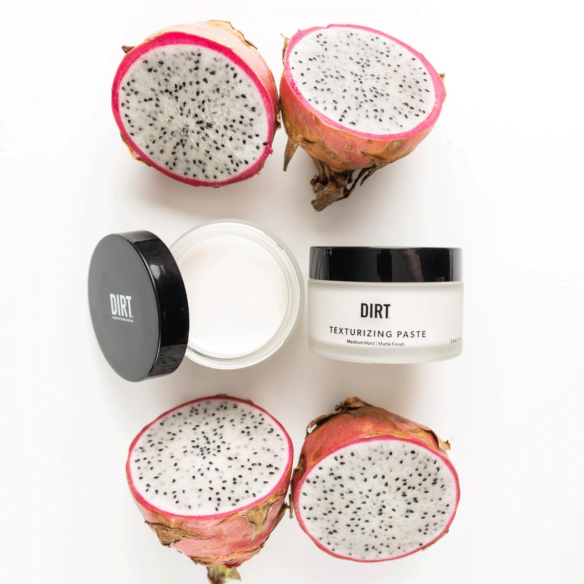 Dirt Texturizing Paste- Medium Hold- Matte Finish- 2.5 Oz- Creamy, ultra-rich formula defines, shapes, and infuses hair with skincare-grade ingredients- Dragon Fruit supports rebalance in microbiota