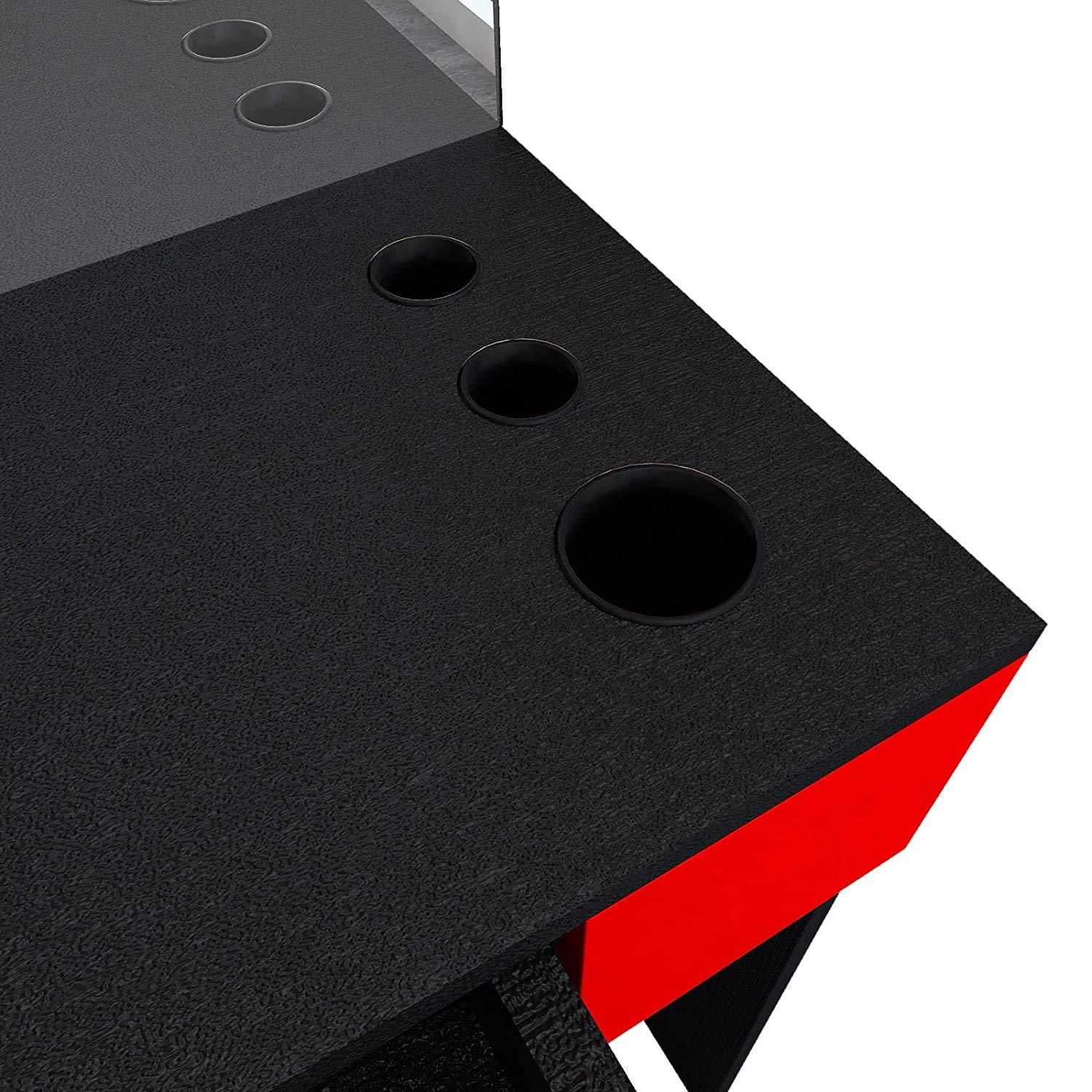 Artist hand Artist hand Wall Mount Salon Station Barber Stations Styling Station Barber Beauty Spa Salon Equipment Set with Mirror,Left Shelf (Black/Red)