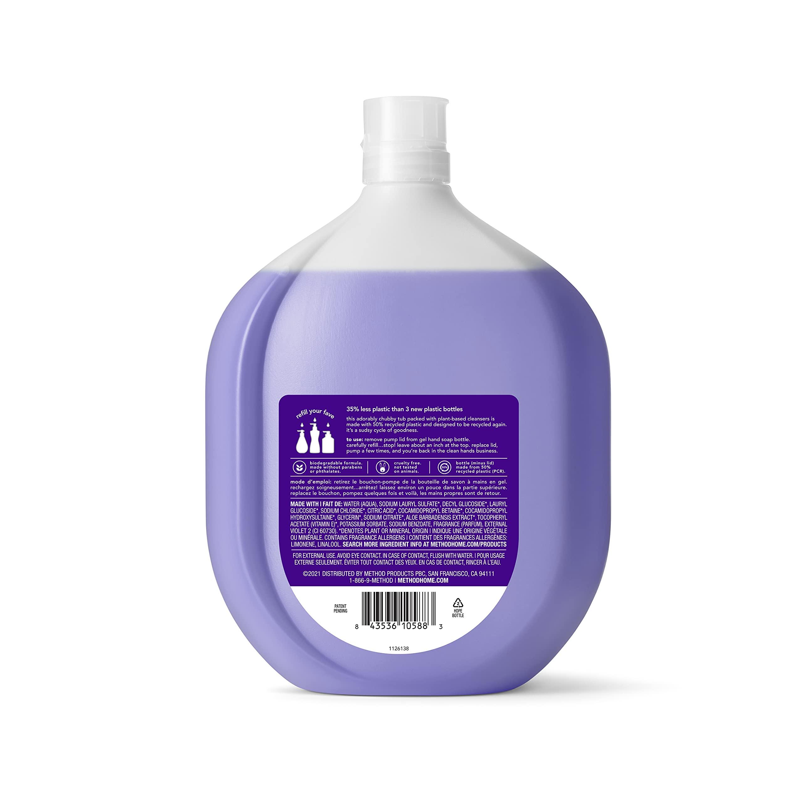 Method Method Gel Hand Soap Refill, French Lavender, Recyclable Bottle, Biodegradable Formula, 34 oz (Pack of 4)