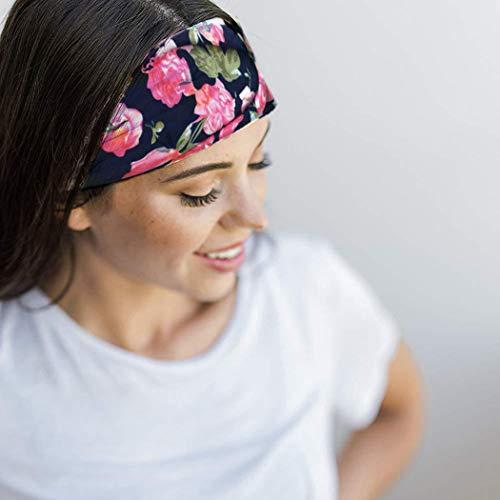 Bohend Bohend 8 Pack Boho Headbands Wide Flower Hair Band Boho Bandeau Stretchy Athletic Daily Use Hair Accessories for Women and Girls (I)
