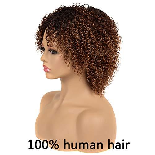 SSJFZM Malaysian Human Hair Wigs Short Curly Wet And Wavy Wig With Bangs Remy Full Wigs For Black Women Cheap Cosplay Wig Mix 1B 30
