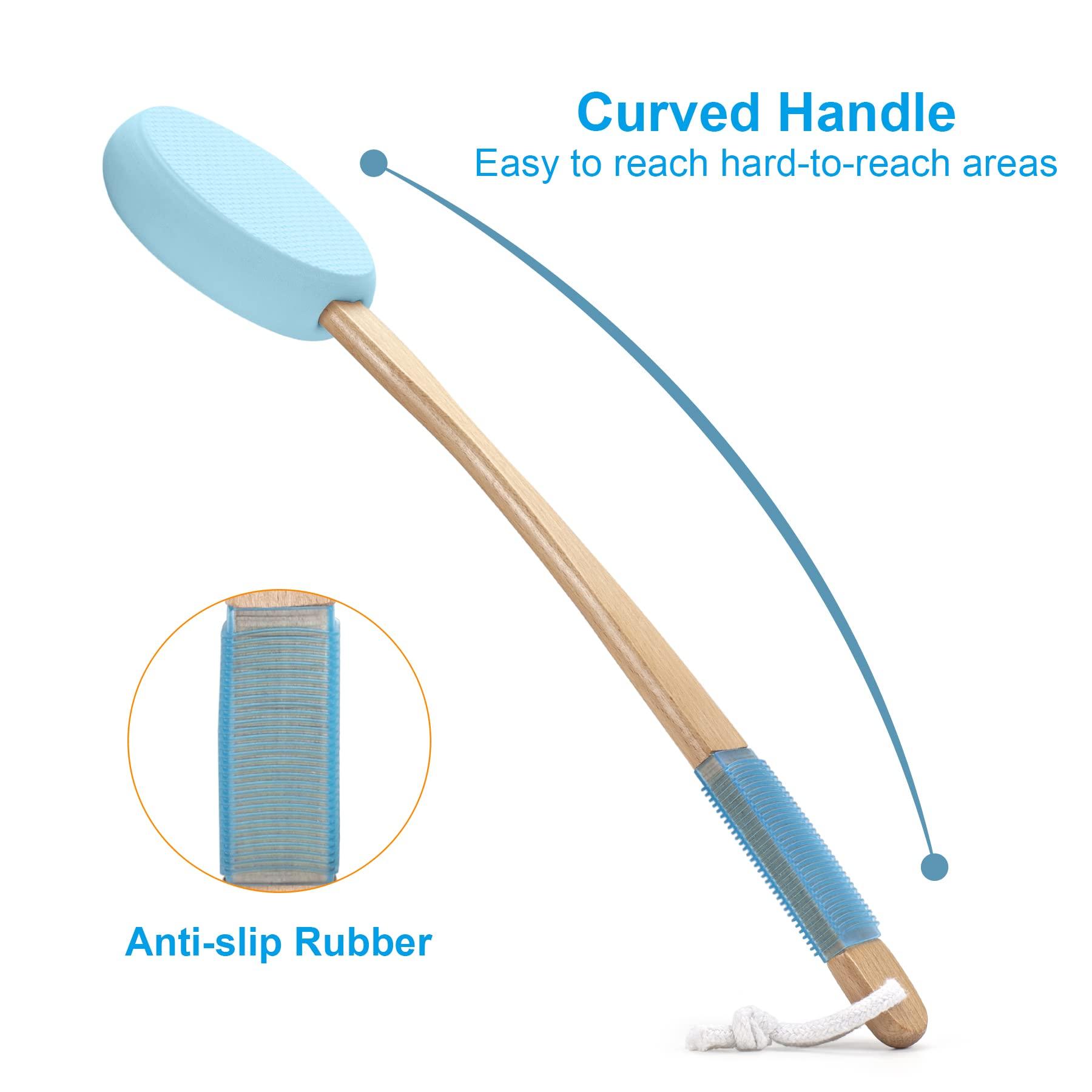 AmazerBath AmazerBath Lotion Applicator for Back, Feet, 4 Replaceable Pads with 1 Long Handled, Back Sunscreen Applicator for Elderly, Women, Apply Cream Medicine Skin Cream Moisturizer Sunscreen Tanner, Blue