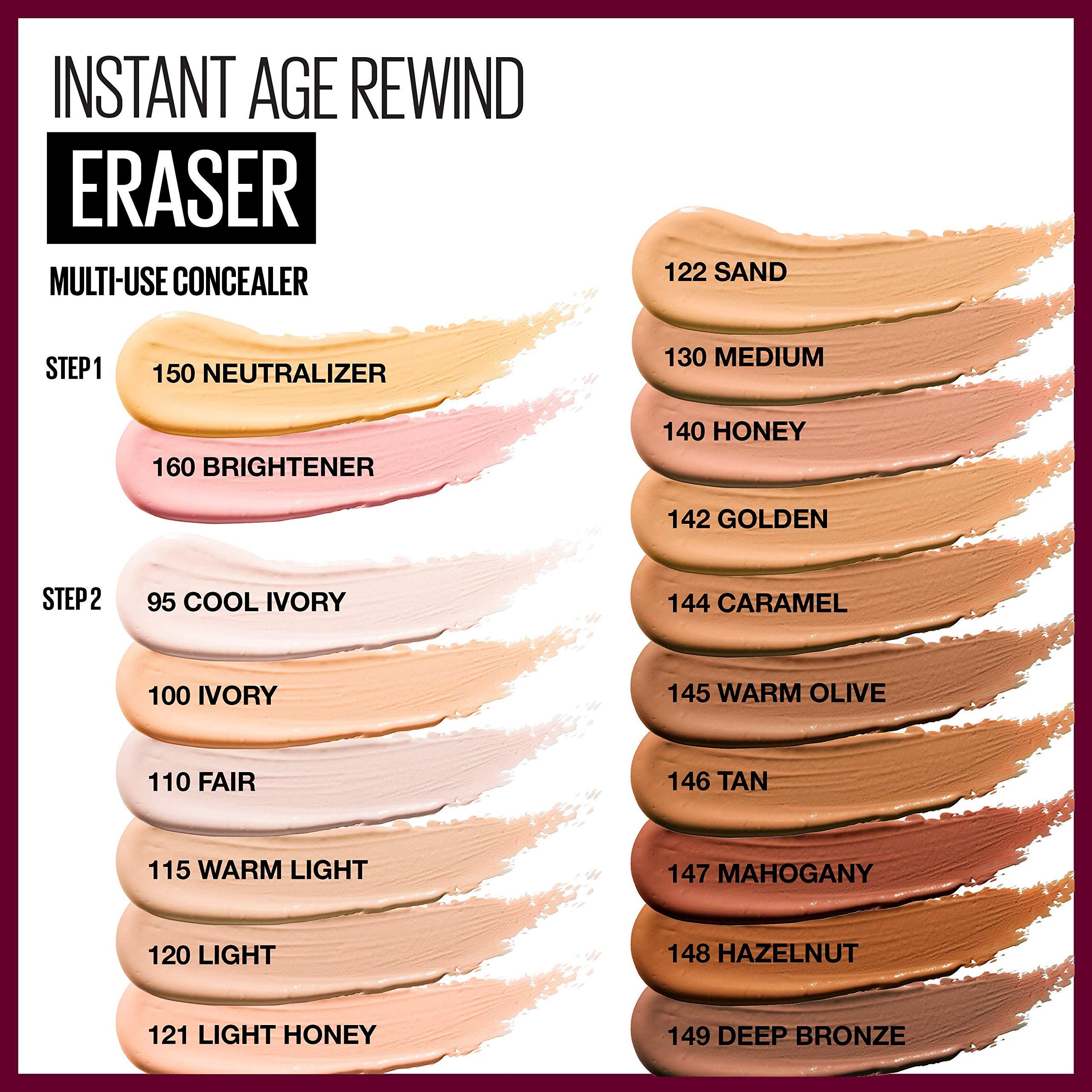 MAYBELLINE Maybelline Instant Age Rewind Eraser Dark Circles Treatment Multi-Use Concealer, Tan, 0.2 Fl Oz (Pack of 2)