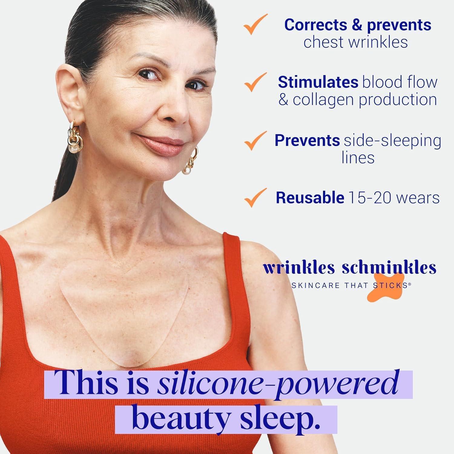 Wrinkles Schminkles Wrinkles Schminkles Chest, Cleavage & Body Stretch Mark Wrinkle Patches | Reusable Hypoallergenic Pregnancy Safe Silicone Smoothing Pads to Prevent and Reduce Wrinkles & Stretch Marks | 2 Pack