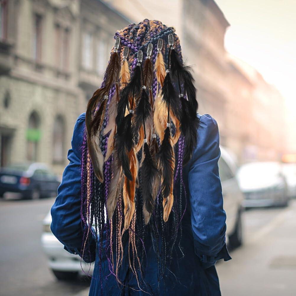 Zcargel Feather Hair Clip,Zcargel 3/6PCS Indian Feather Hair Clip Accessories Mixed Colour Feather Hair Extensions Boho Headpiece for Women and Girls