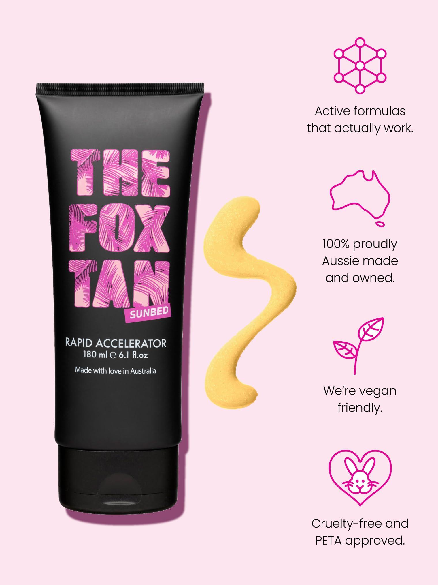 THE FOX TAN The Fox Tan Rapid Accelerator, Accelerator Lotion For Sunbed Tanning, Creates Darker, Faster & Long-Lasting Tans, Vegan & Cruelty-Free, 180mL