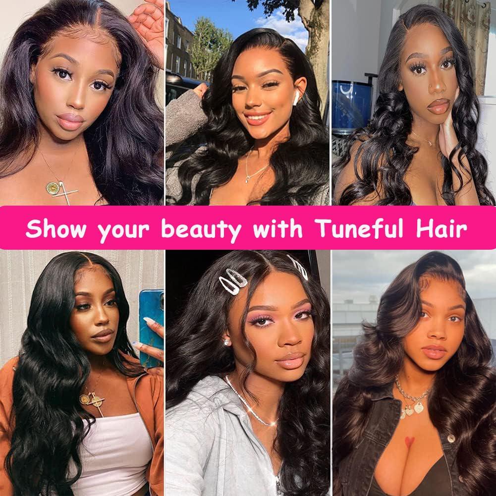 Tuneful Tuneful 32 Inch Body Wave Lace Front Wigs Human Hair 13x6 HD Lace Frontal Wigs Human Hair 220% Density Human Hair Lace Front Wigs for Women