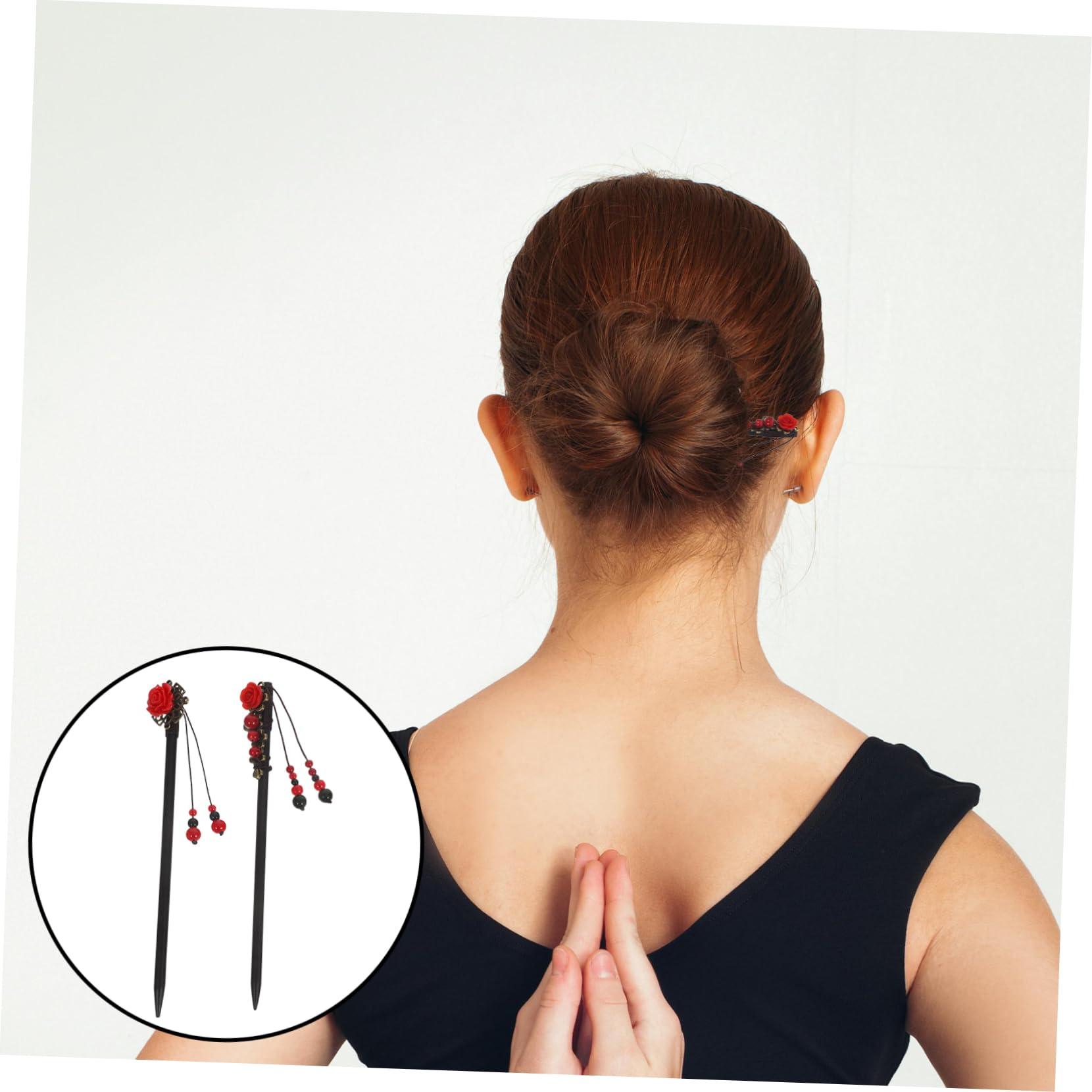 NOLITOY NOLITOY 2 Hair Chopsticks Chinese Hair Sticks Flower Hair Pins Hair Clips for Buns for Parties