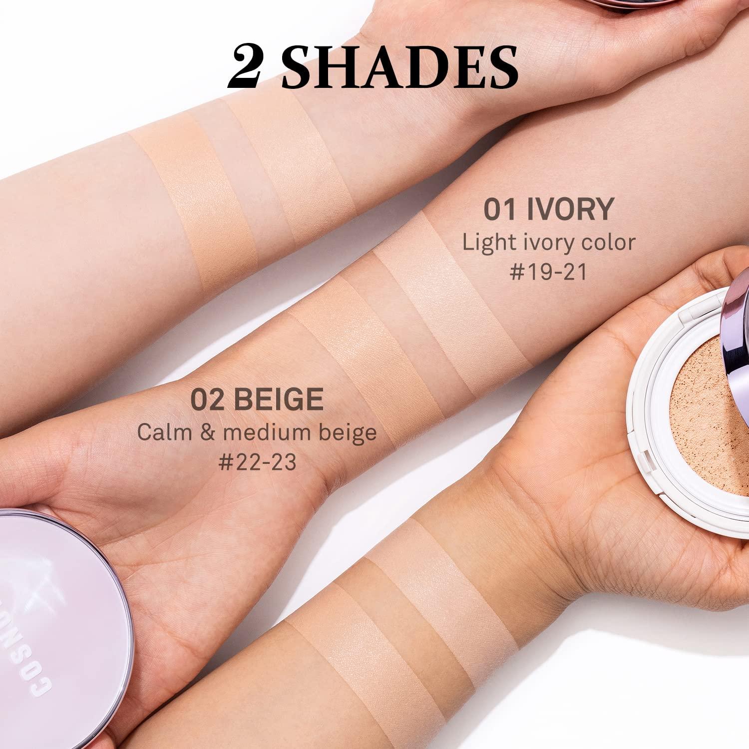 COSNORI COSNORI Panthenol Barrier Cushion Foundation -Lightweight Formula to Cover Pores & Blemishes Moisture Dewy Glowing Finish Long Wearing Formula, 0.41 fl.oz. (01 Ivory)