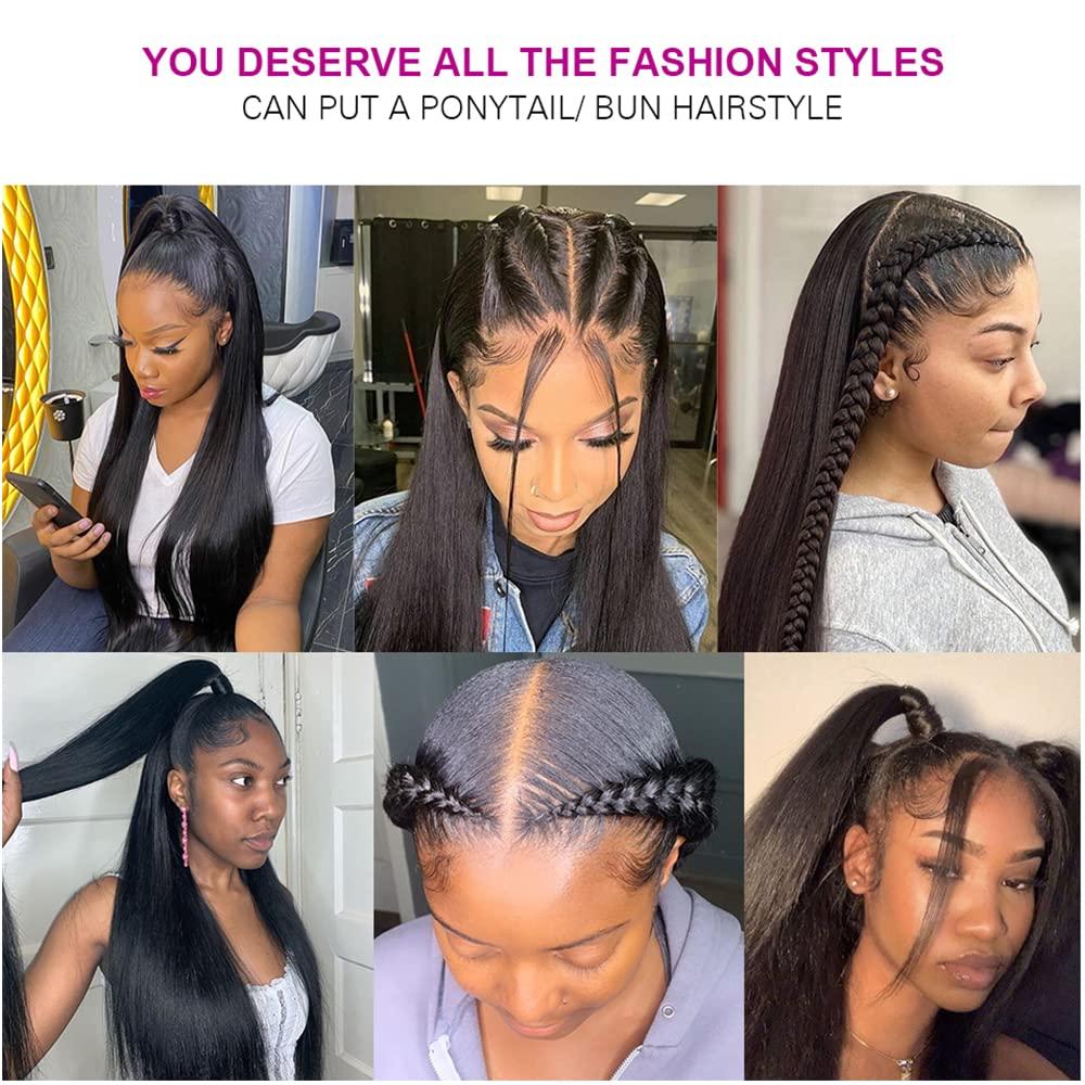 YOUNG BEAUTY YOUNG BEAUTY Full 360 Lace Front Wigs Human Hair Silky Straight 360 Lace Frontal Human Hair Wigs Pre Plucked 180% Density Transparent HD Lace Front Wigs For Black Women 22inch