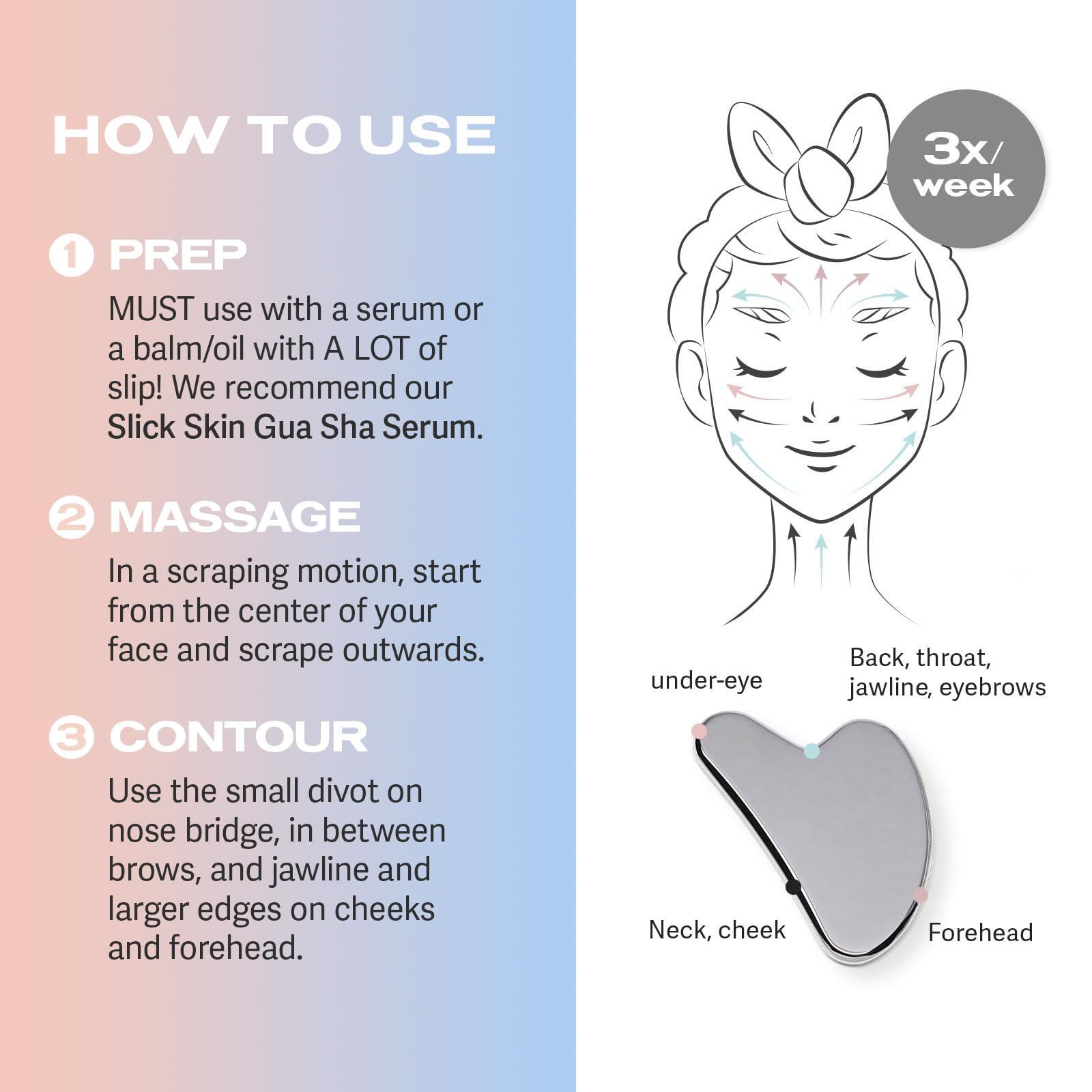 Sacheu Sacheu Stainless Steel Face Roller and Gua Sha Bundle - Metal Face Roller, Metal Gua Sha, Facial Massage Tools to Reduce Puffiness, Lymphatic Drainage, Facial Tension, Skin Care Face Massagers