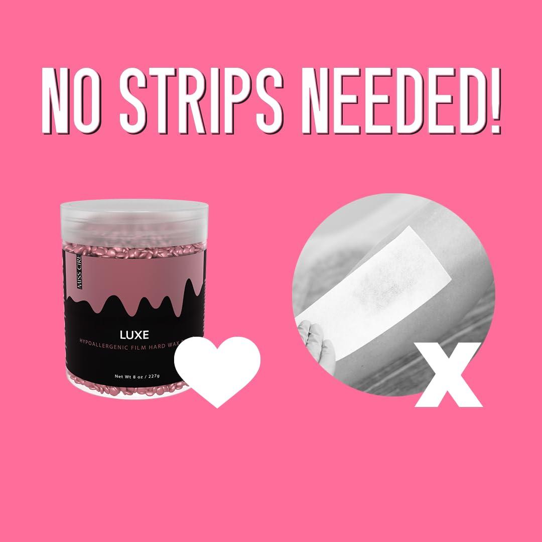 Miss Cire Miss Cire Metallic Pink Hypoallergenic Vegan Hard Wax Beads - Painless Hair Removal Peel-Off Wax - No Strips Needed - Low melting Point - Ultra Smooth - For Sensitive Skin - Face and Body - 8 Oz