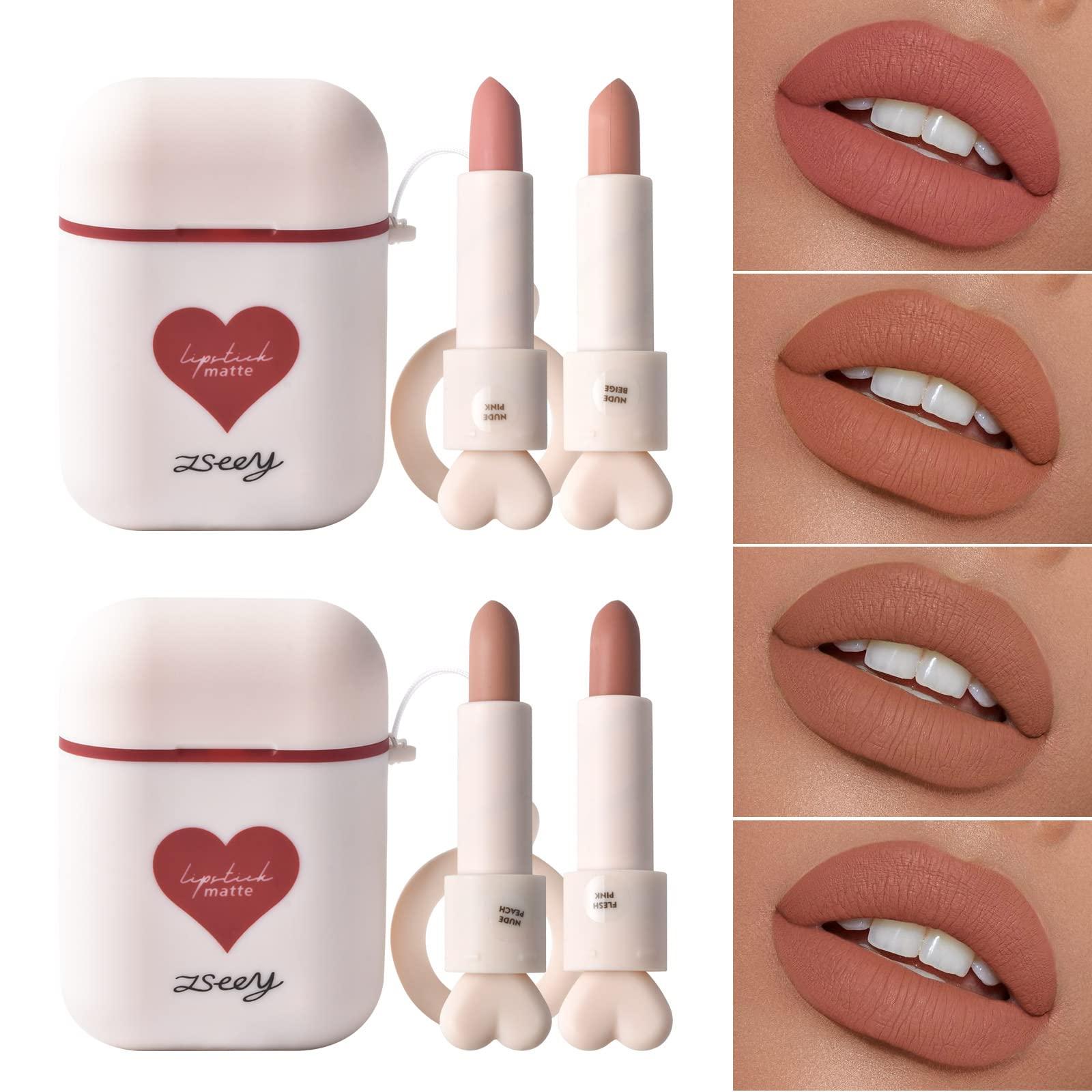 ICE LOVE ICE LOVE Silky Mist Matte Lipstick Set, Long Wear Waterproof Moisturizing Velvet Lipstick, Non-Stick Cup Lip Make Up, Lip Gloss Set for Women (2pcs/Set). (IL-ZS0002-B)