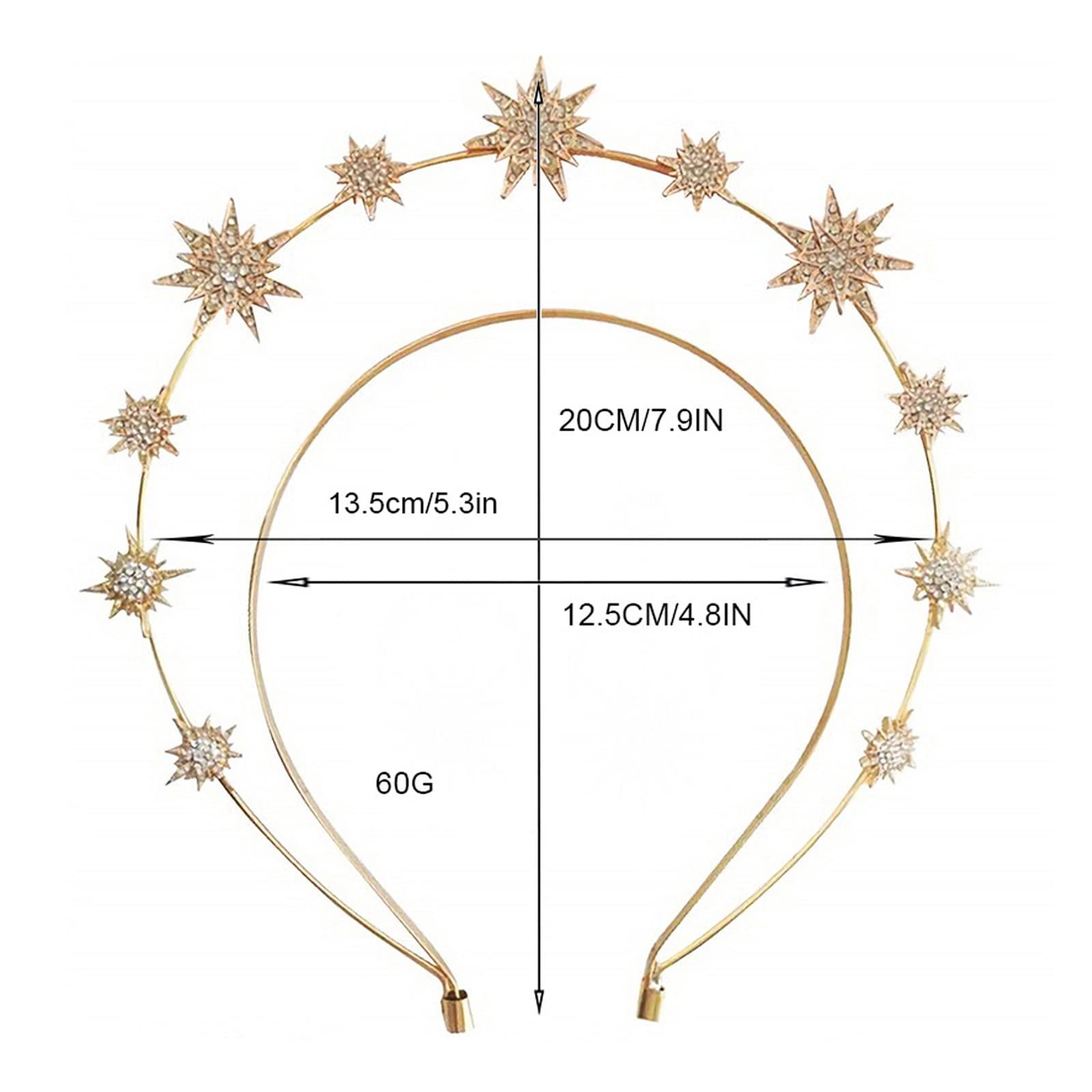 GFLPO GFLPO Halo Crown Moon Stars Goddess Crown Halo Headband Star Headband Giltter Rhinestone Halo Crown Headband Gold Halo Crown Headpiece